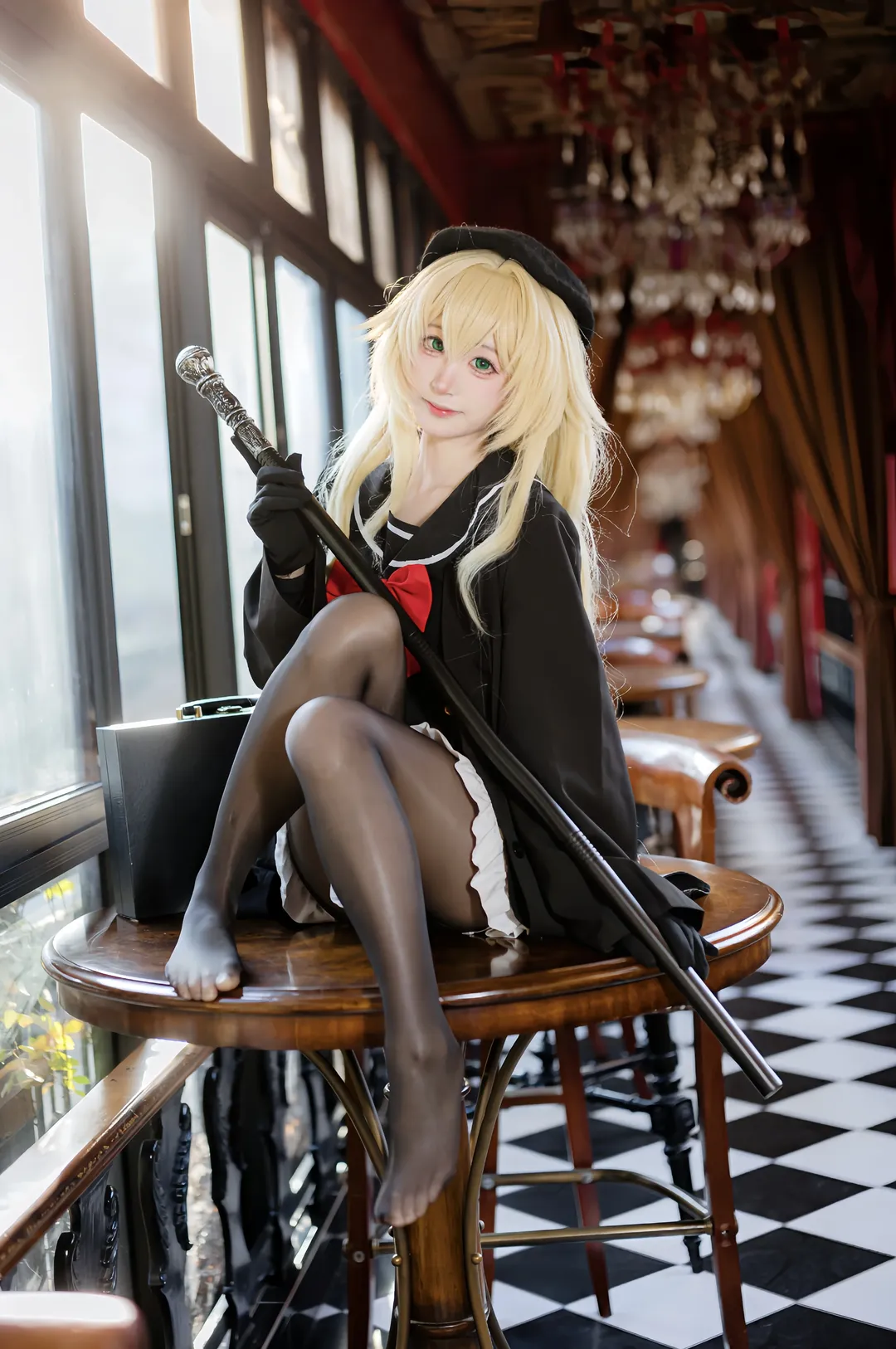 二次元摄影, 蔚蓝档案, 笑面教授cos, cosplay日常, 黑丝穿搭 - 第1张
