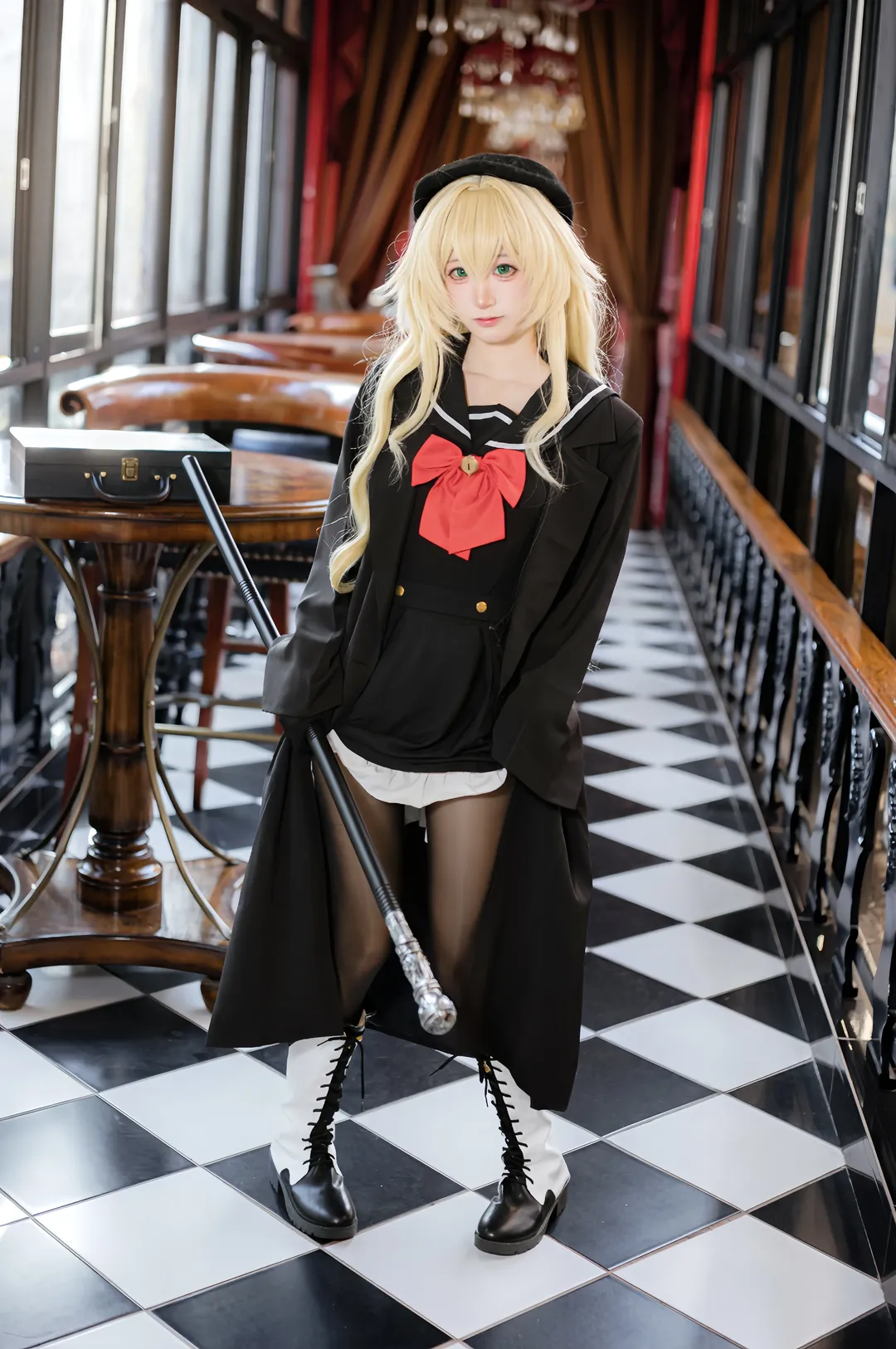 二次元摄影, 蔚蓝档案, 笑面教授cos, cosplay日常, 黑丝穿搭