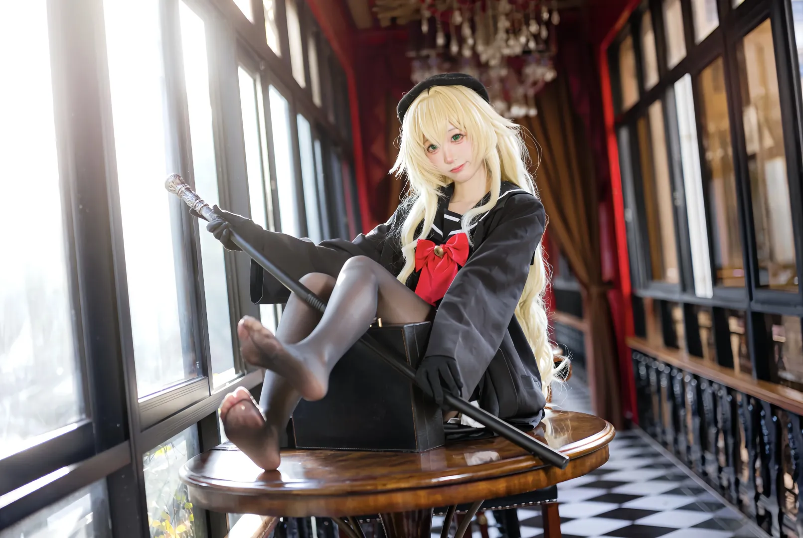 cosplay, 蔚蓝档案, 复古风, 笑面教授cos, 黑丝 - 第2张