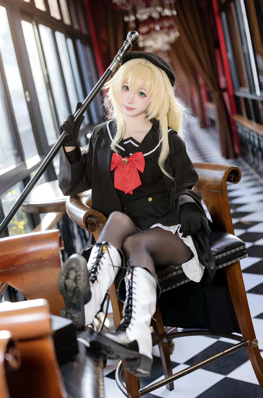 cosplay, 蔚蓝档案, 复古风, 笑面教授cos, 黑丝 - 第5张