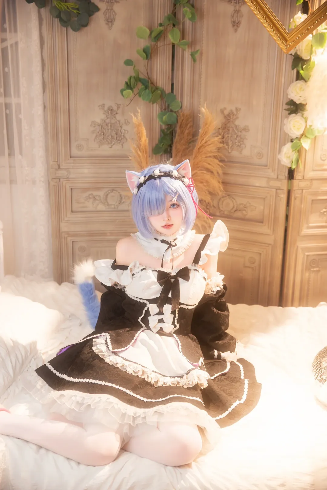 蕾姆cos, 拍照姿势, 从零开始的异世界, Cosplay日常, 猫耳女仆 - 第4张