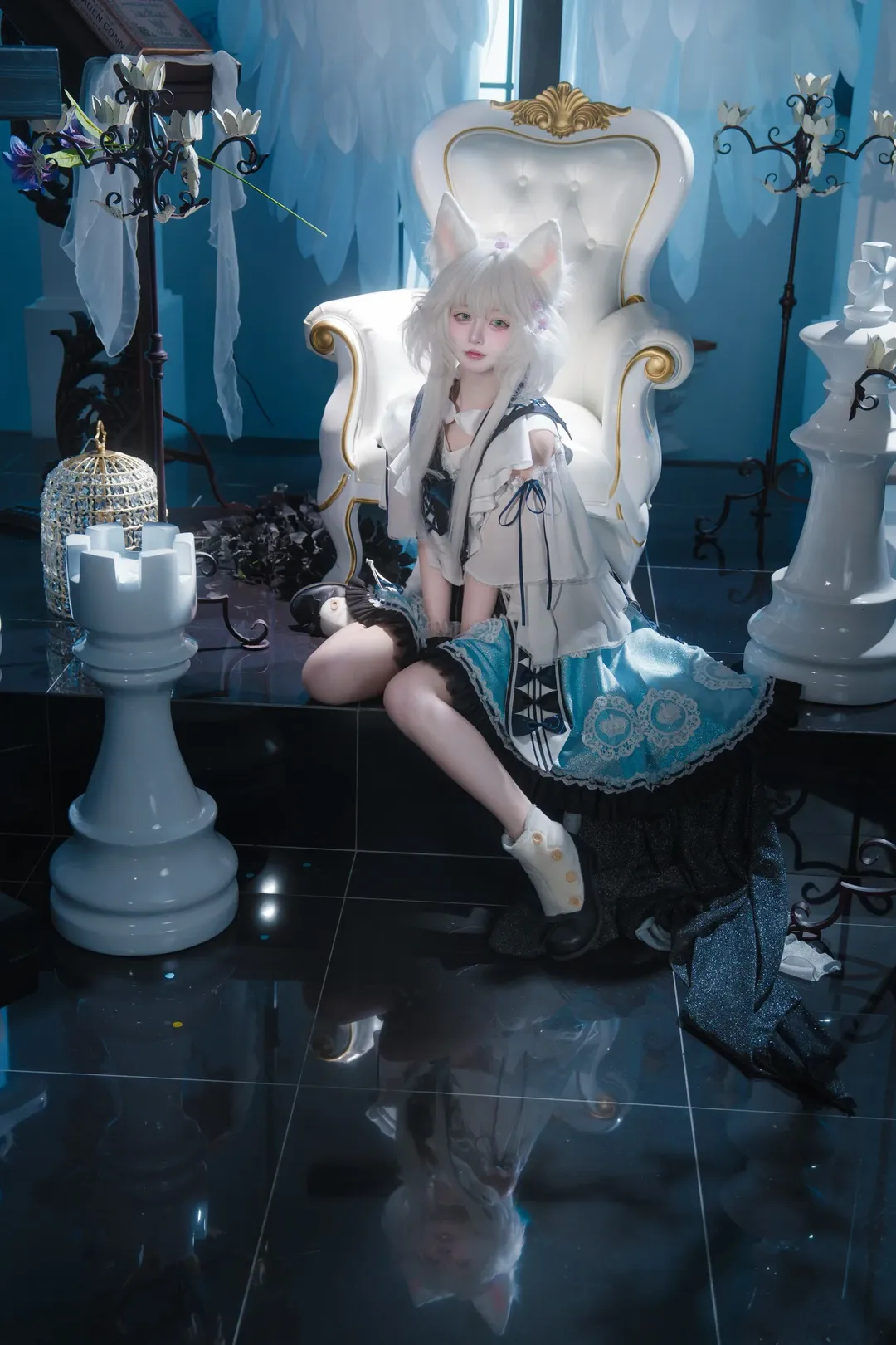 二次元cosplay, 明日方舟, 迷迭香cos, 白毛猫耳, 角色扮演写真 - 第2张