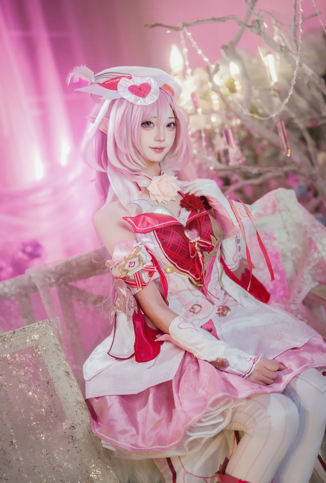 爱莉希雅cos, 崩坏三, 二次元cosplay, 爱愿妖精, 粉色系 - 第1张