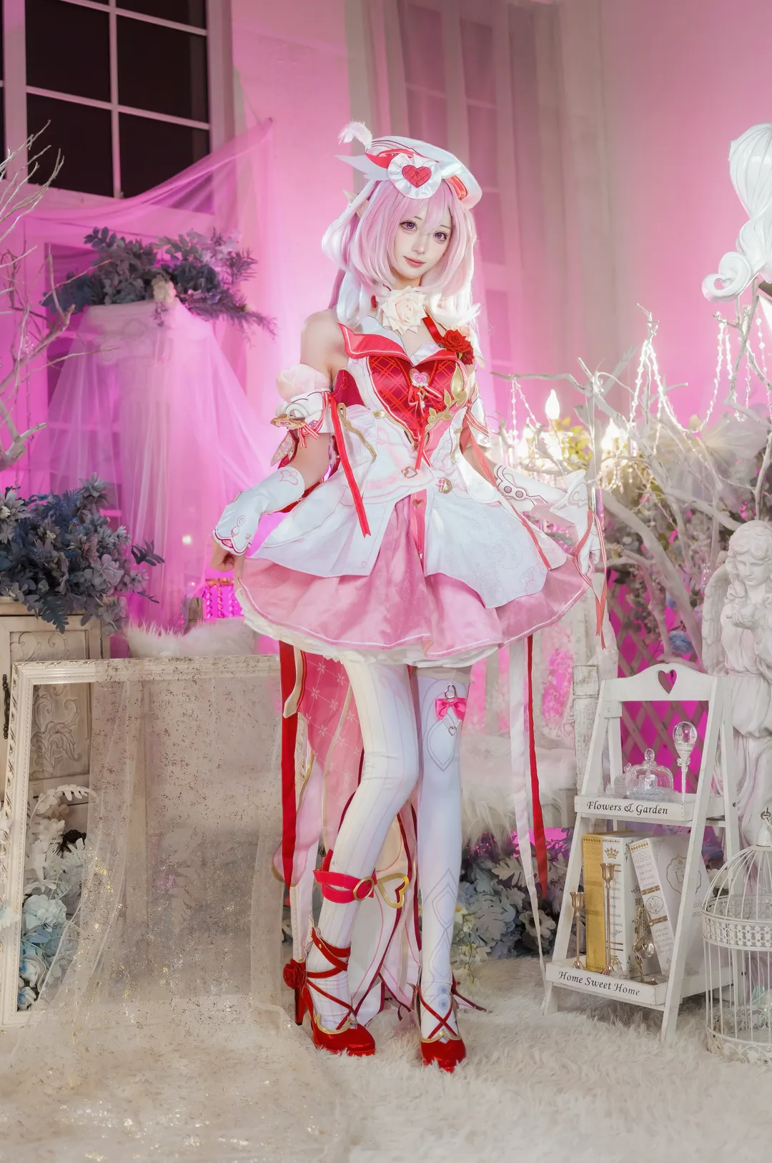 爱莉希雅cos, 崩坏三, 二次元cosplay, 爱愿妖精, 粉色系