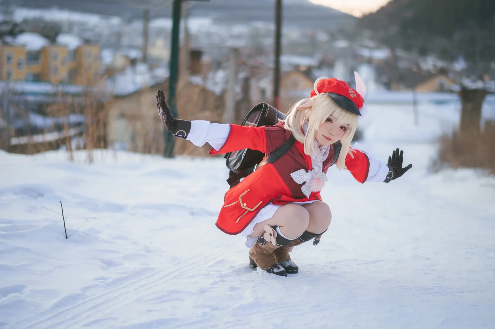 原神, 可莉cos, 冬日摄影, cosplay穿搭, 雪地外景 - 第13张
