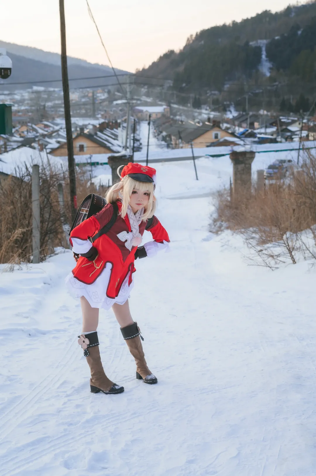 原神, 可莉cos, 冬日摄影, cosplay穿搭, 雪地外景 - 第14张