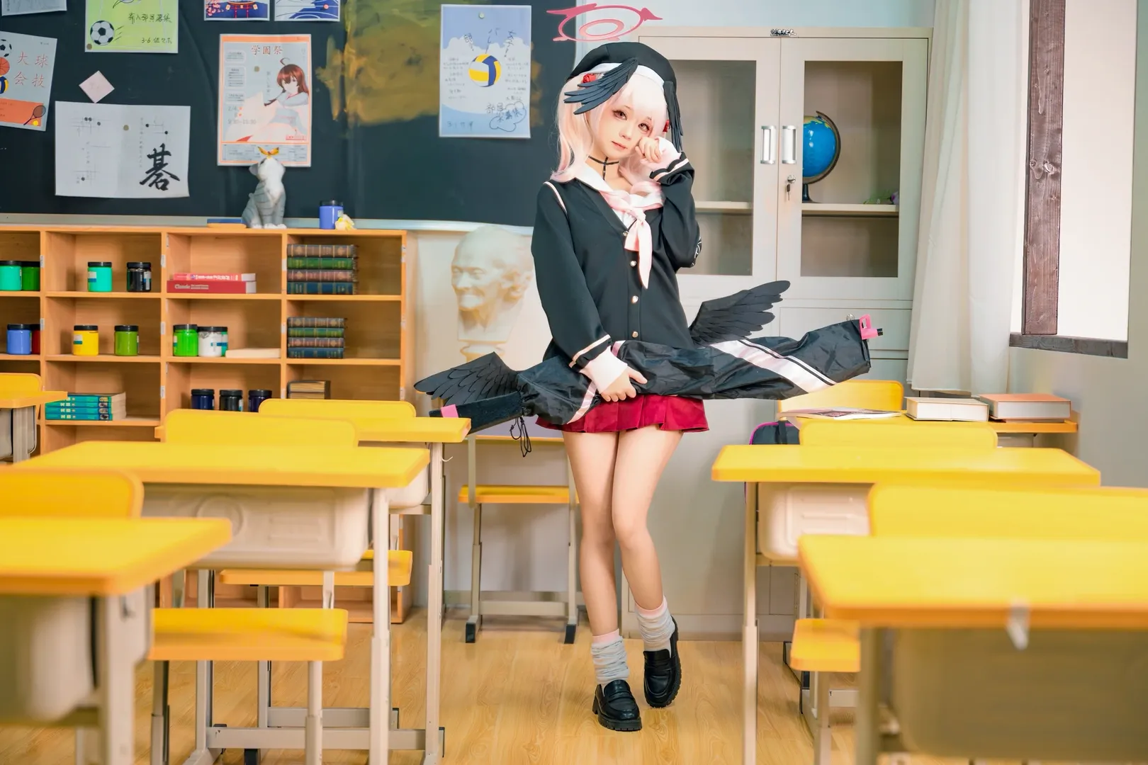 二次元少女, 蔚蓝档案, 下江小春cos, cosplay日常, 校园风写真 - 第7张