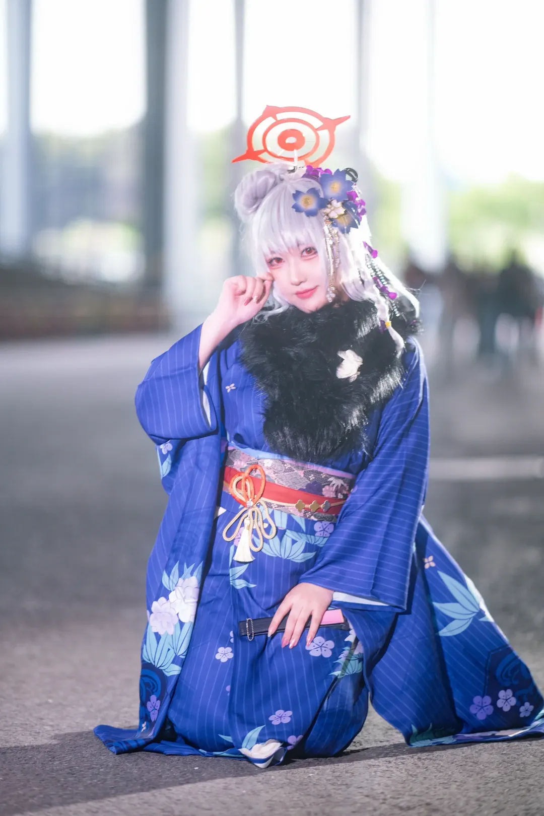 二次元摄影, cosplay场照, 蔚蓝档案cos, BW漫展, 和风浴衣