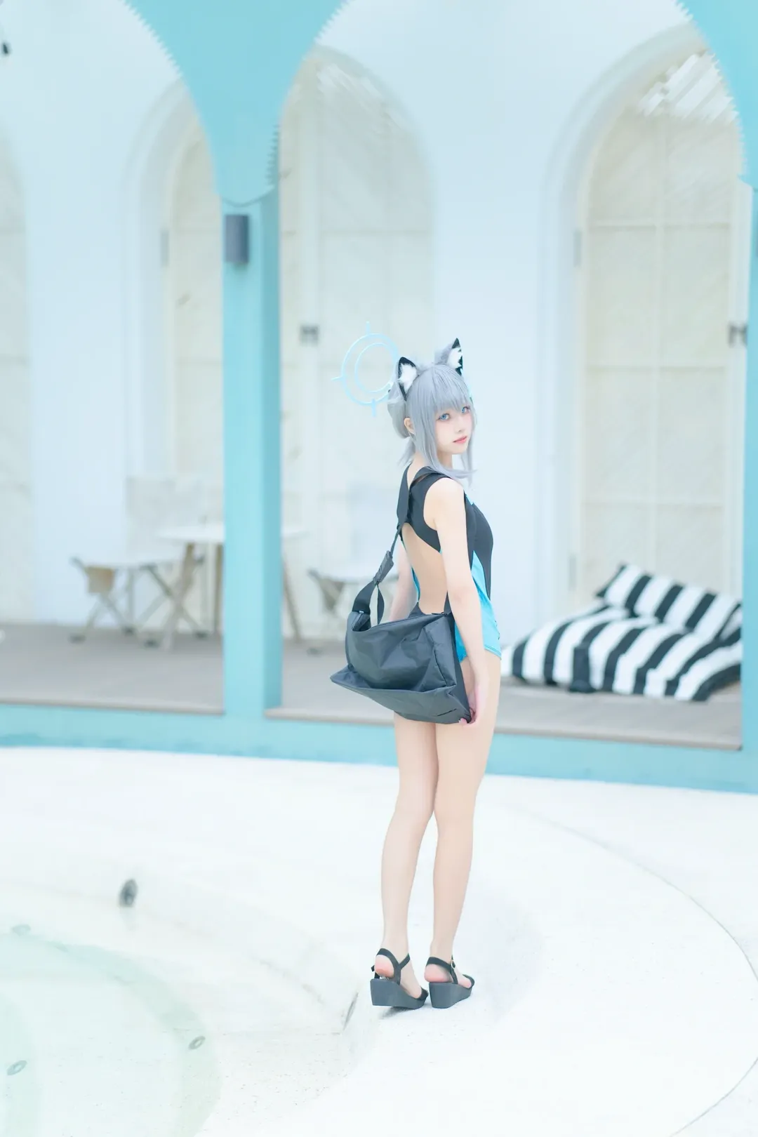 蔚蓝档案, 二次元cosplay, 砂狼白子cos, 泳装写真, 夏日清凉 - 第1张