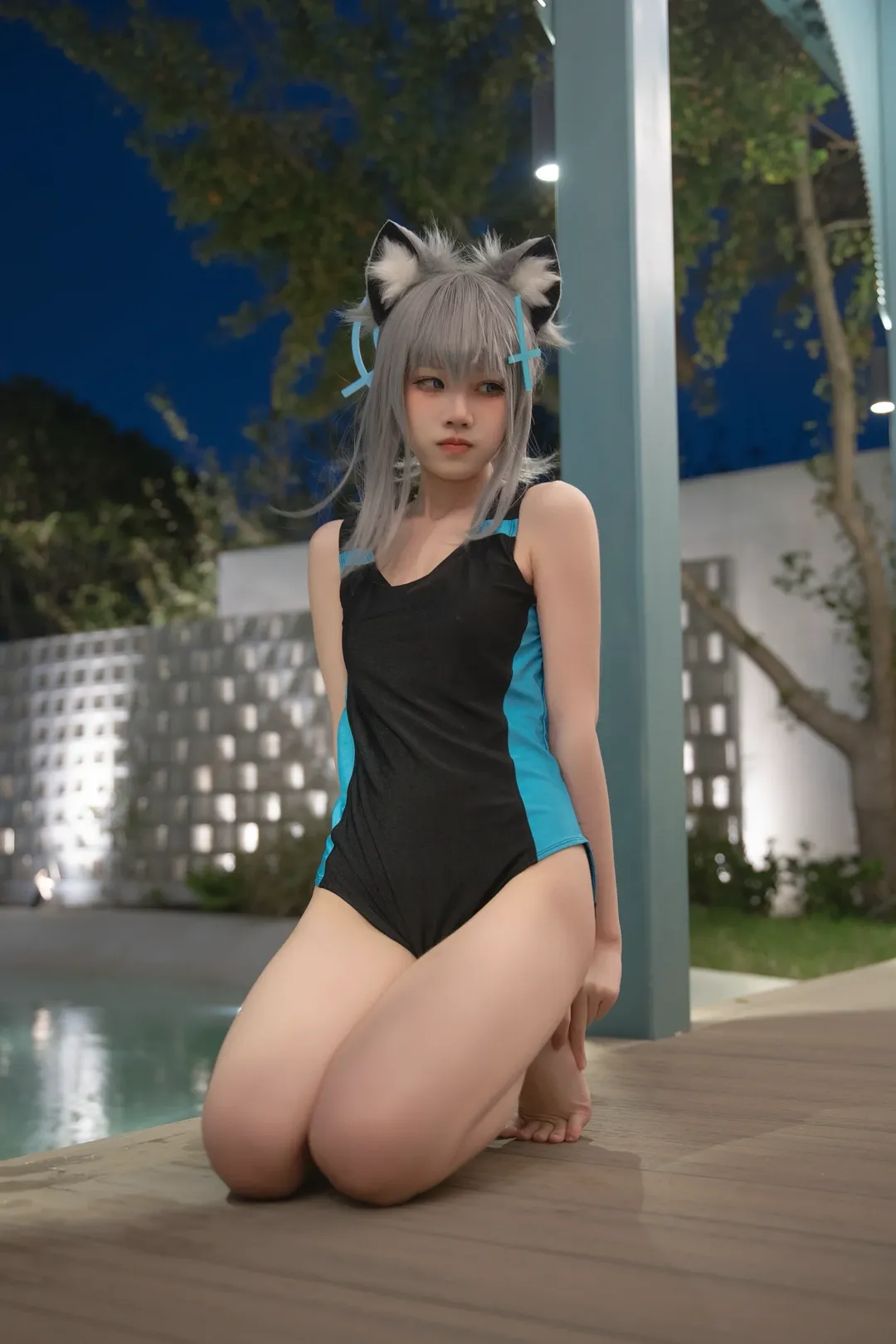蔚蓝档案, 二次元cosplay, 砂狼白子cos, 泳装写真, 夏日清凉 - 第10张