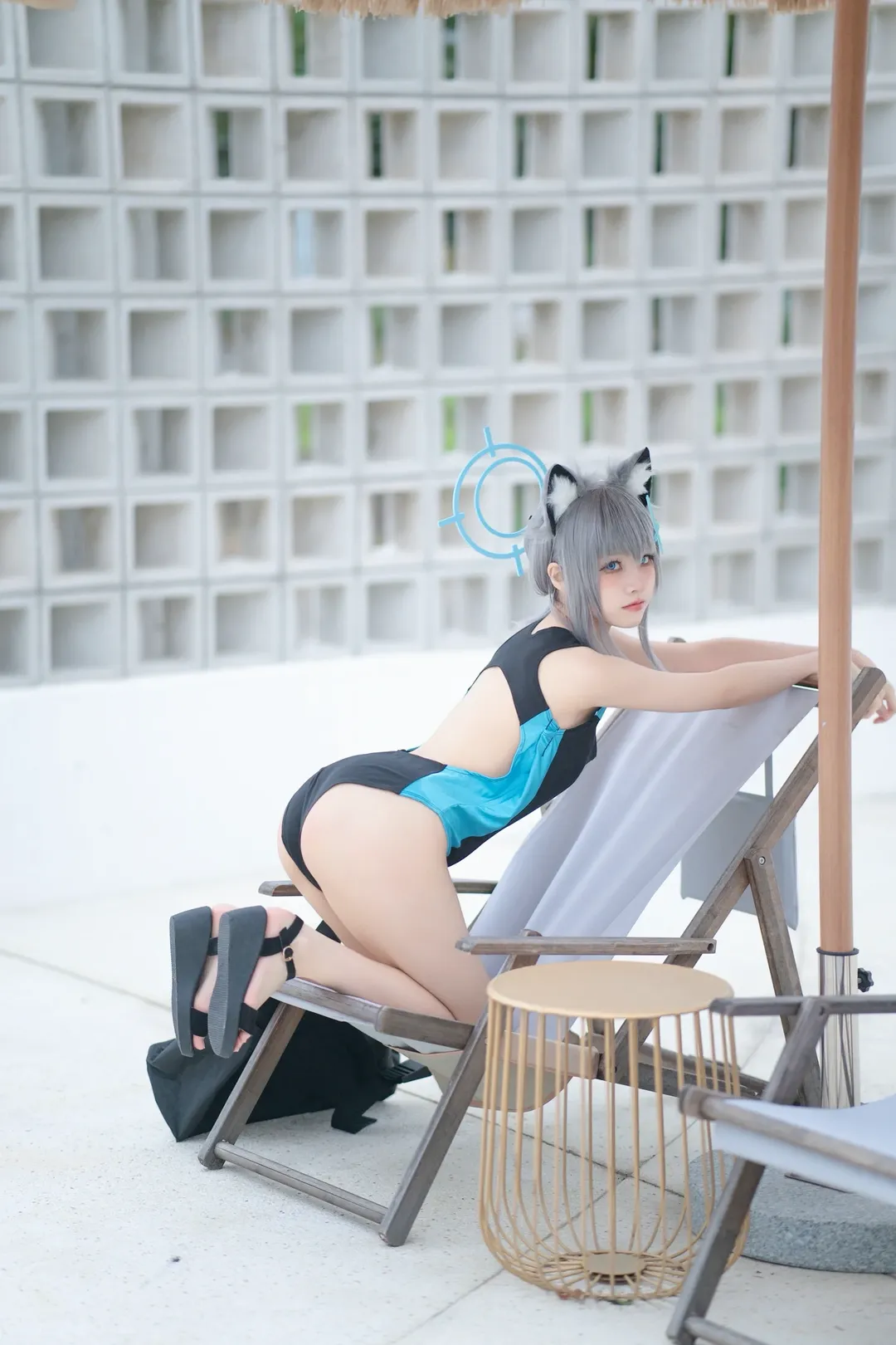 蔚蓝档案, 二次元cosplay, 砂狼白子cos, 泳装写真, 夏日清凉 - 第3张