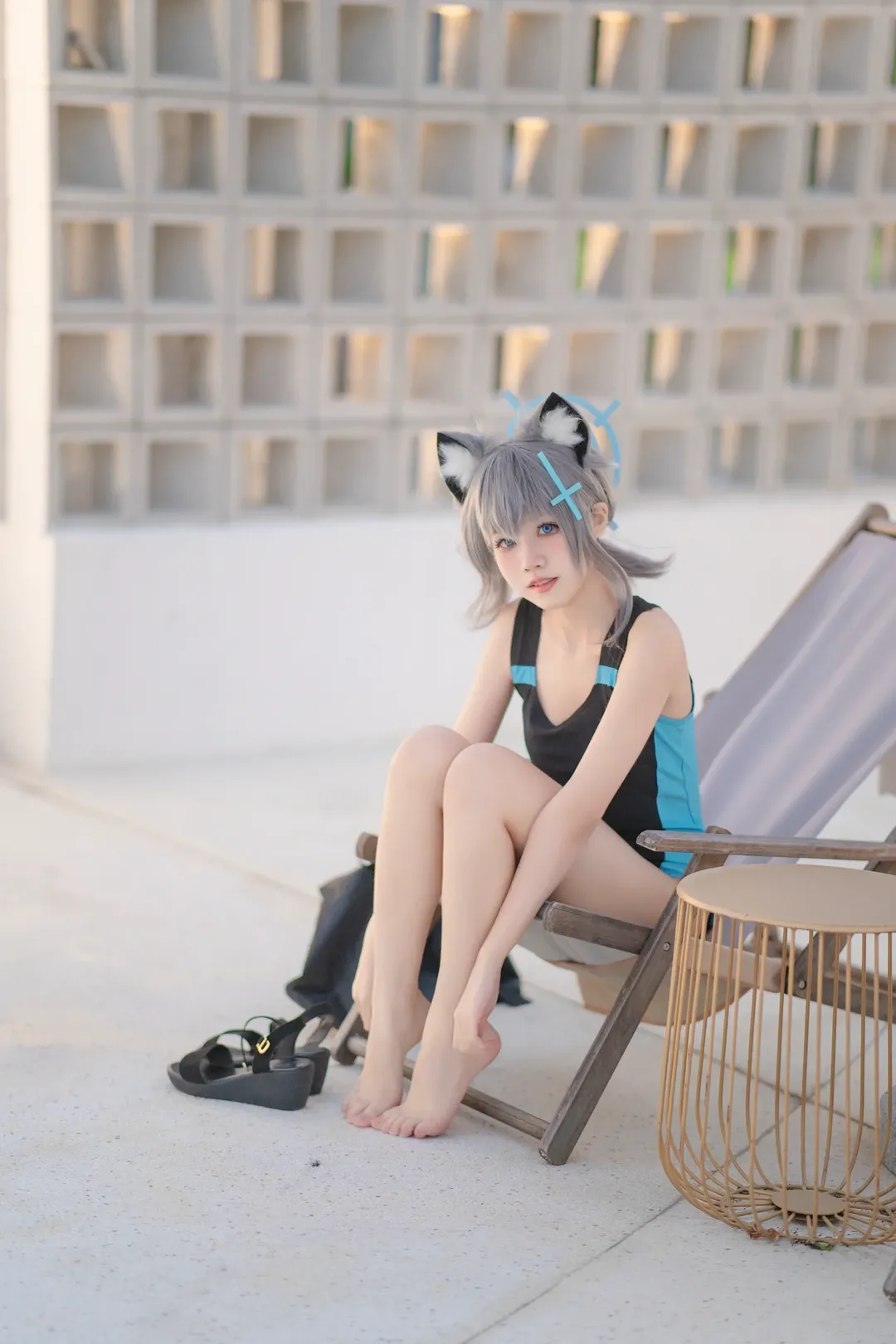 蔚蓝档案, 二次元cosplay, 砂狼白子cos, 泳装写真, 夏日清凉 - 第7张