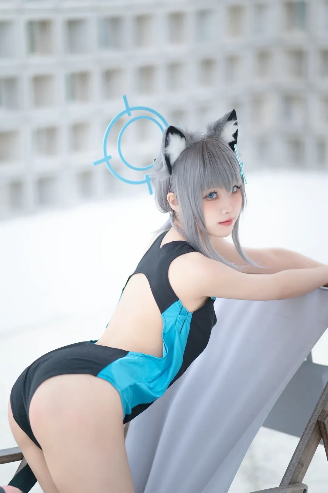 蔚蓝档案, 二次元cosplay, 砂狼白子cos, 泳装写真, 夏日清凉 - 第8张