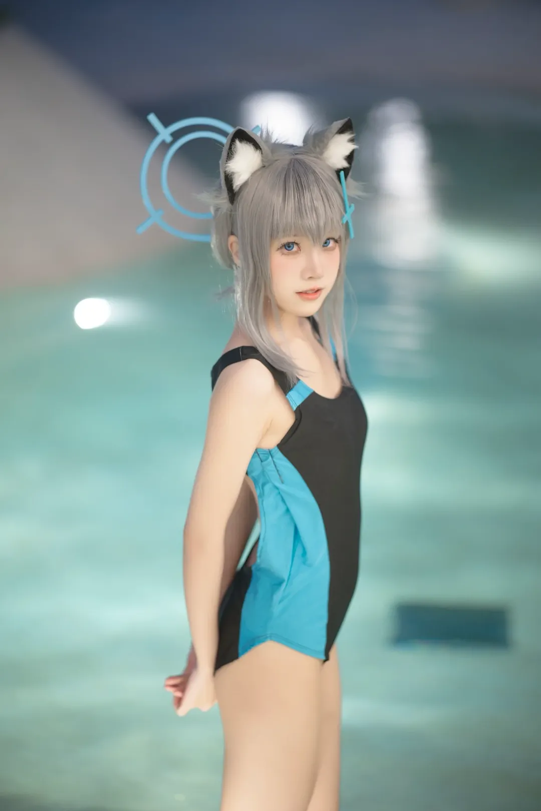 蔚蓝档案, 二次元cosplay, 砂狼白子cos, 泳装写真, 夏日清凉 - 第9张