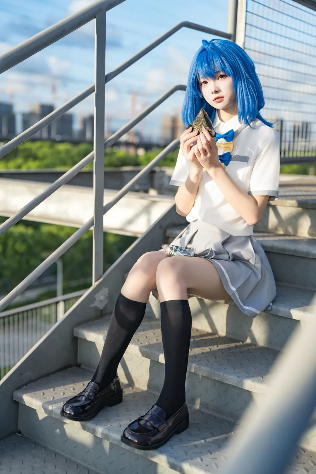 2D daily life, School style cosplay, Yanami Anna cosplay, Too Many Losing Heroines!, Staircase location shoot