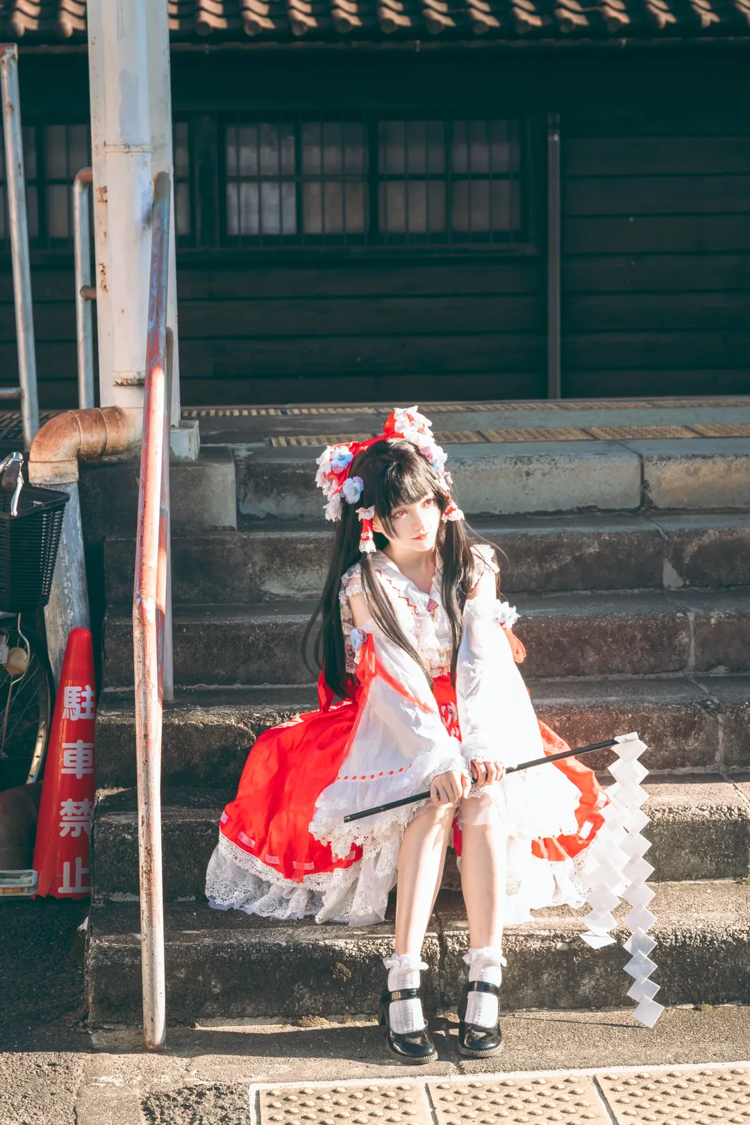 博丽灵梦cos, 东方Project, 和风外景, 车站写真, lolita穿搭 - 第11张