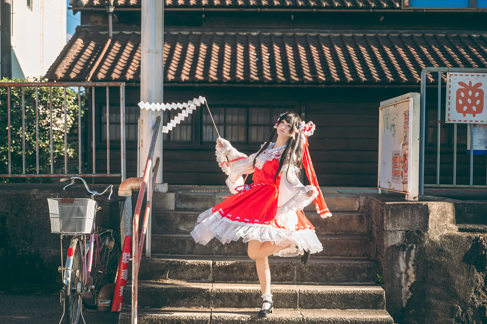 博丽灵梦cos, 东方Project, 和风外景, 车站写真, lolita穿搭 - 第2张