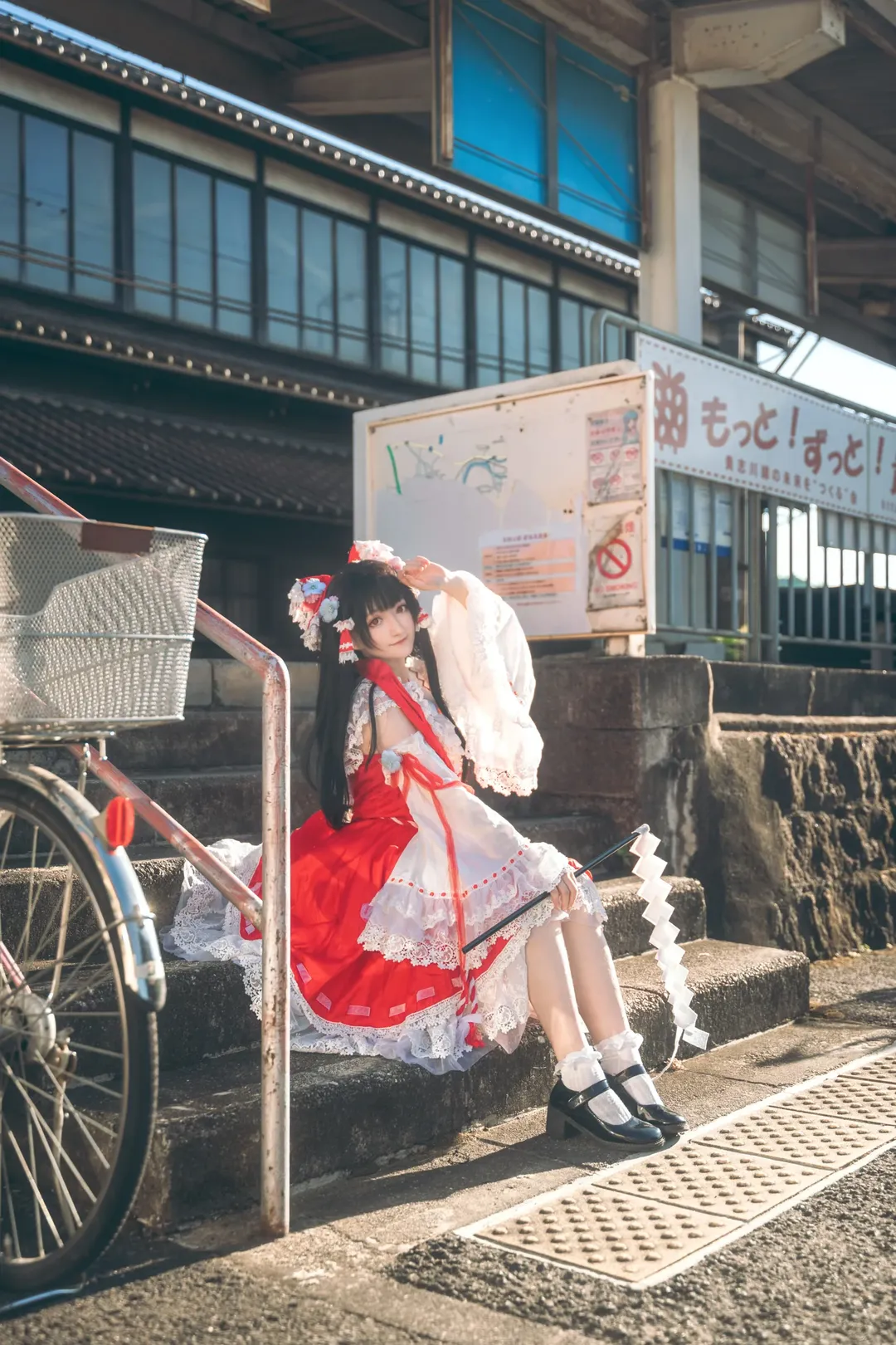 博丽灵梦cos, 东方Project, 和风外景, 车站写真, lolita穿搭 - 第3张