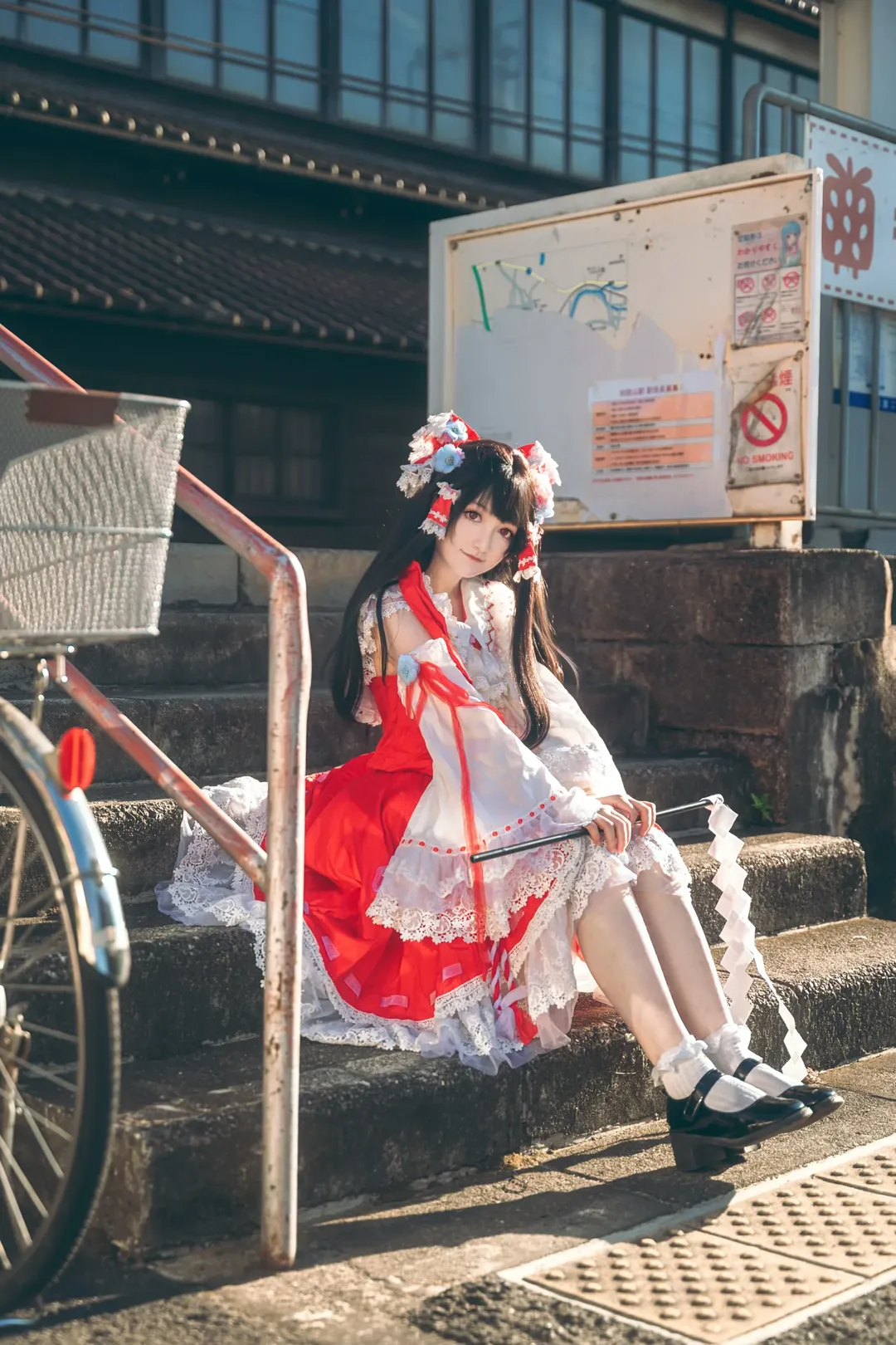 博丽灵梦cos, 东方Project, 和风外景, 车站写真, lolita穿搭 - 第5张