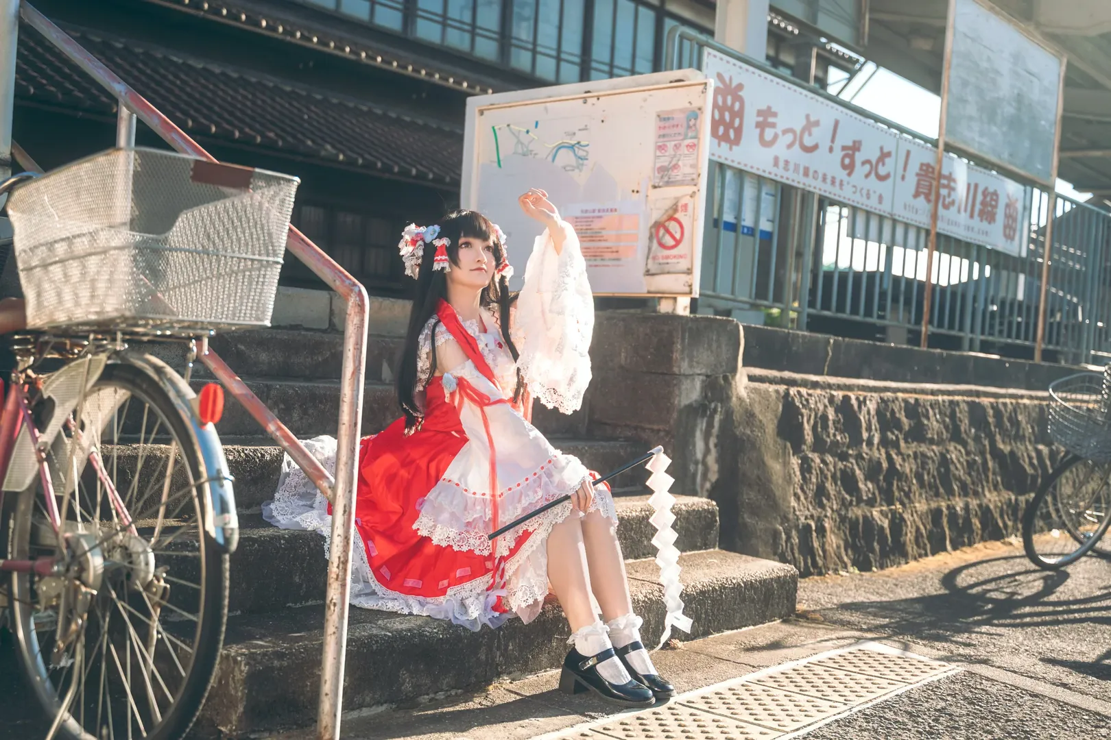 博丽灵梦cos, 东方Project, 和风外景, 车站写真, lolita穿搭 - 第7张