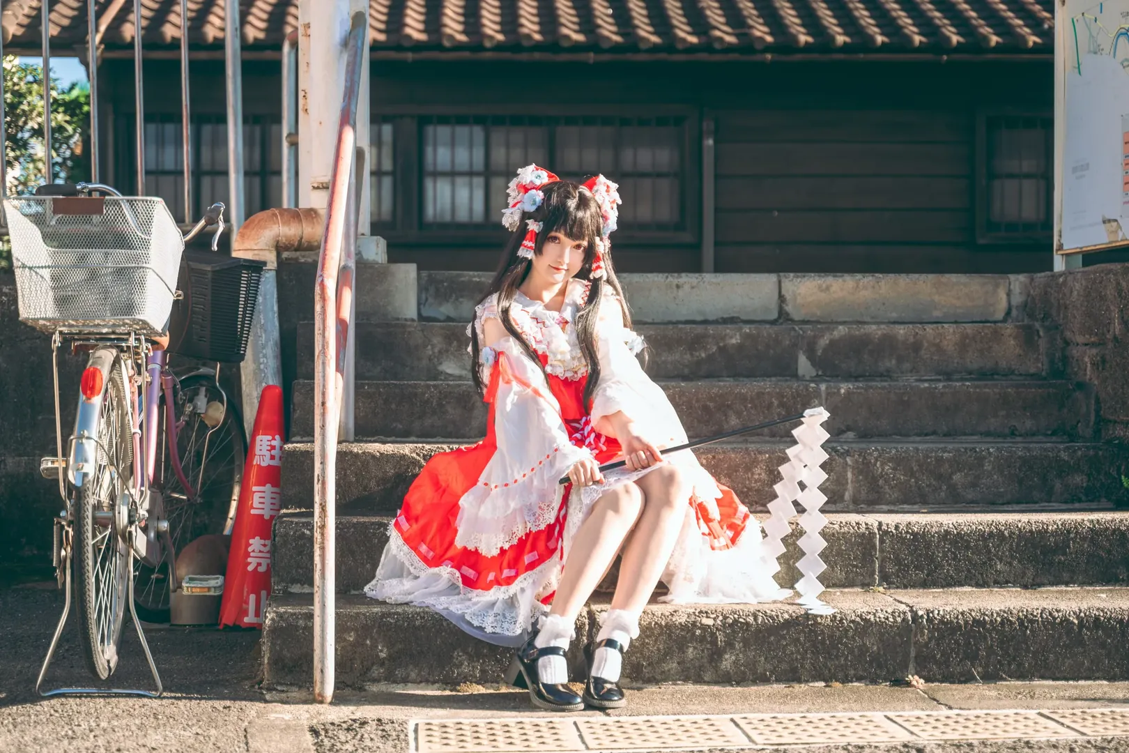 博丽灵梦cos, 东方Project, 和风外景, 车站写真, lolita穿搭 - 第8张