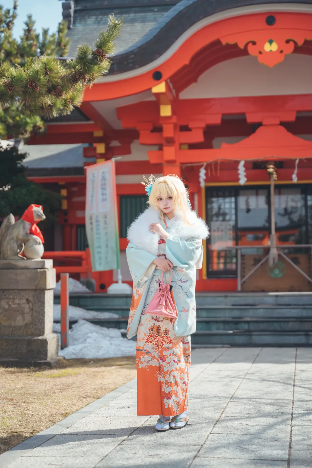 Japanese style cosplay, Genshin Impact cosplay, Hokkaido photography, Hakodate Shrine, Winter outdoor shoot - Image 11