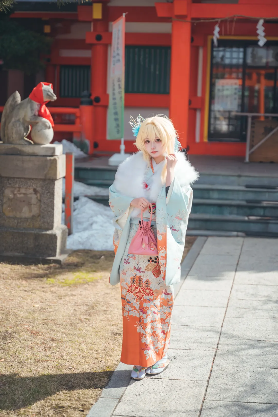 Japanese style cosplay, Genshin Impact cosplay, Hokkaido photography, Hakodate Shrine, Winter outdoor shoot - Image 3