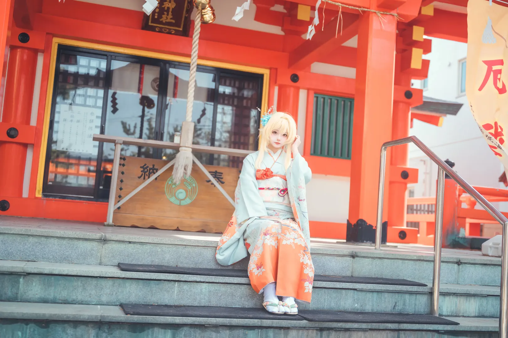Japanese style cosplay, Genshin Impact cosplay, Hokkaido photography, Hakodate Shrine, Winter outdoor shoot - Image 8