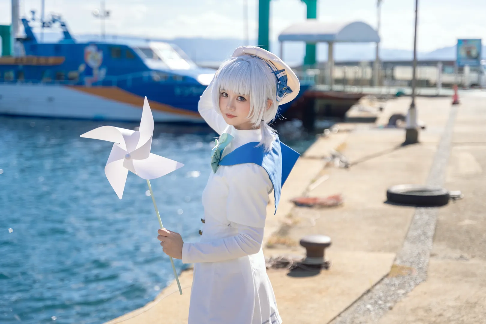 Outdoor shoot, Seaside photoshoot, Cosplay photography, Kaname Rana cosplay, BanG Dream!