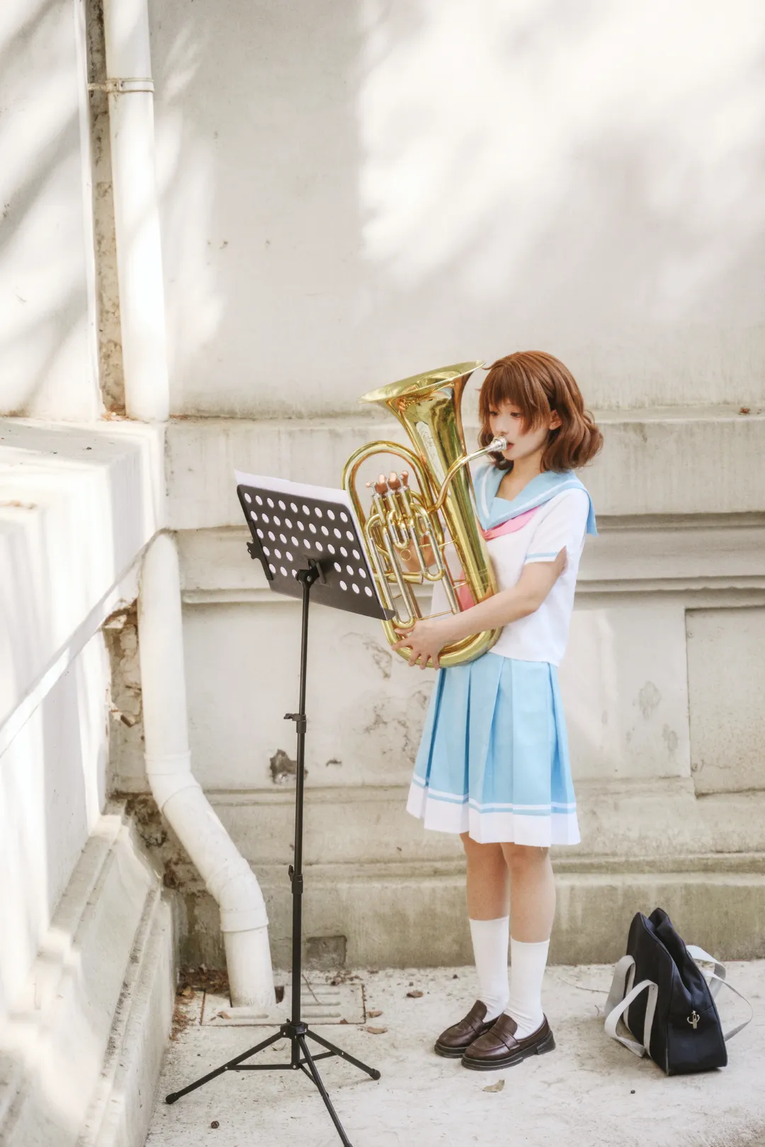 cosplay, 校园写真, 黄前久美子cos, 吹响吧上低音号, 铜管乐器 - 第10张