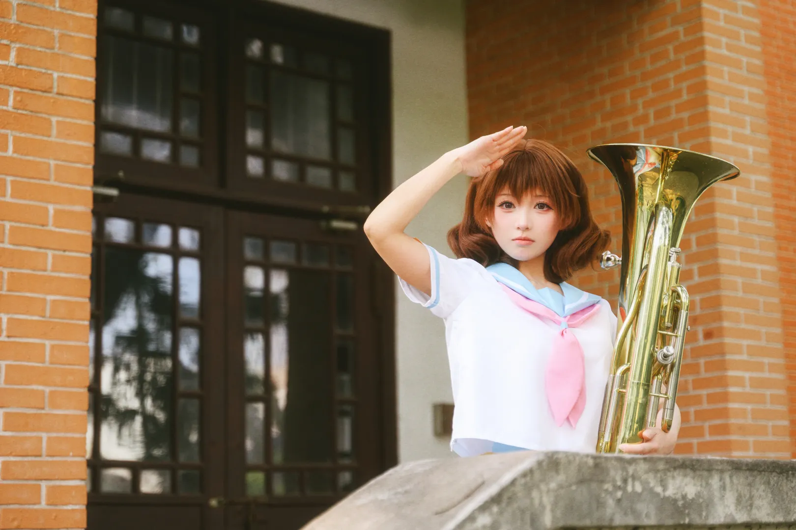 cosplay, 校园写真, 黄前久美子cos, 吹响吧上低音号, 铜管乐器 - 第6张