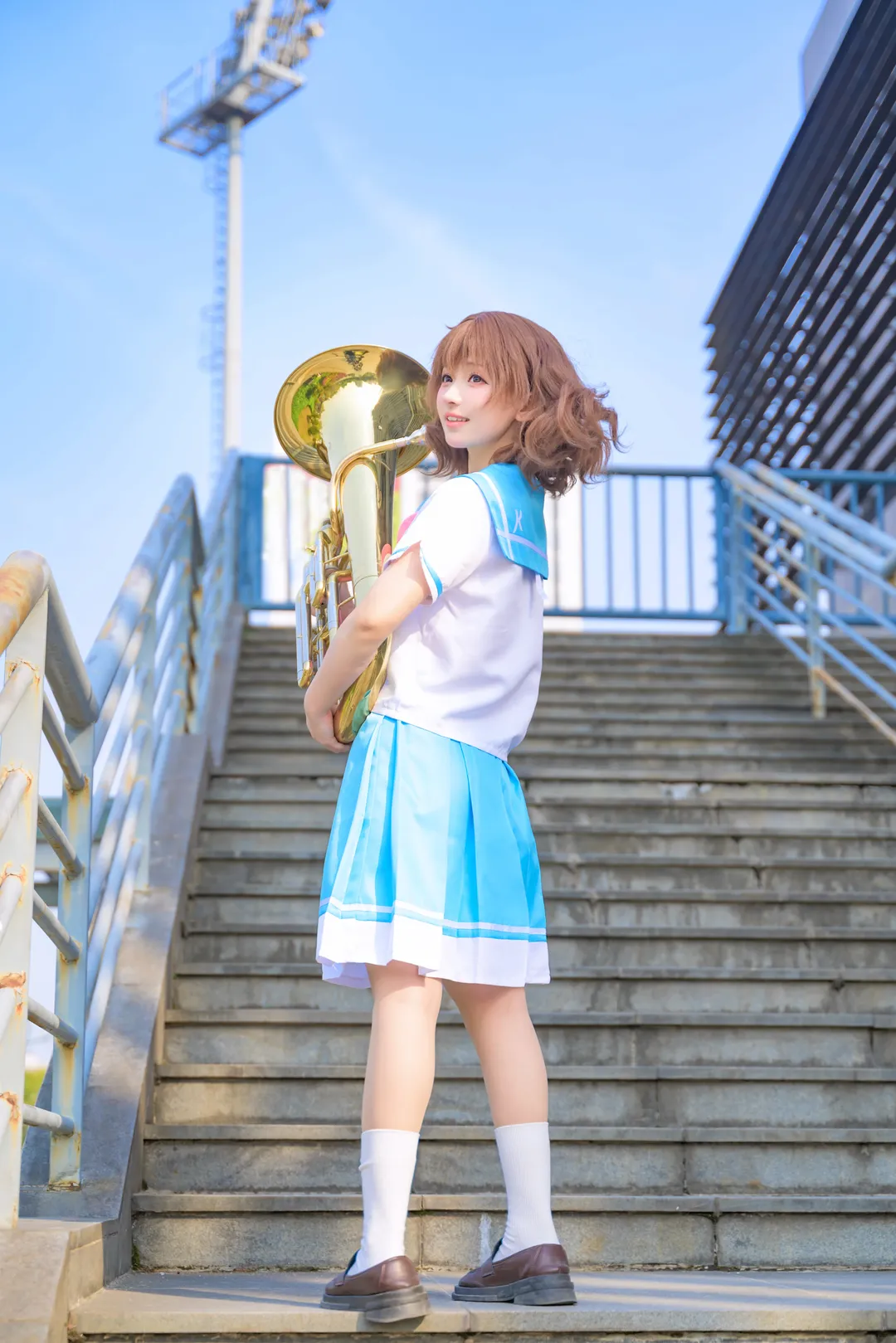 cosplay, 校园写真, 黄前久美子cos, 吹响吧上低音号, 铜管乐器 - 第7张
