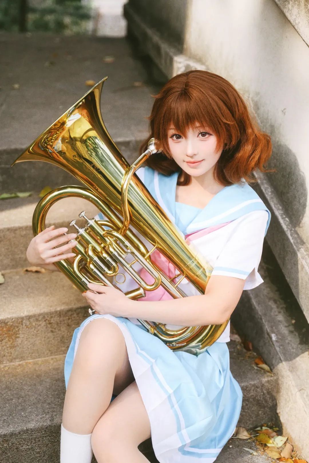 cosplay, 校园写真, 黄前久美子cos, 吹响吧上低音号, 铜管乐器 - 第8张
