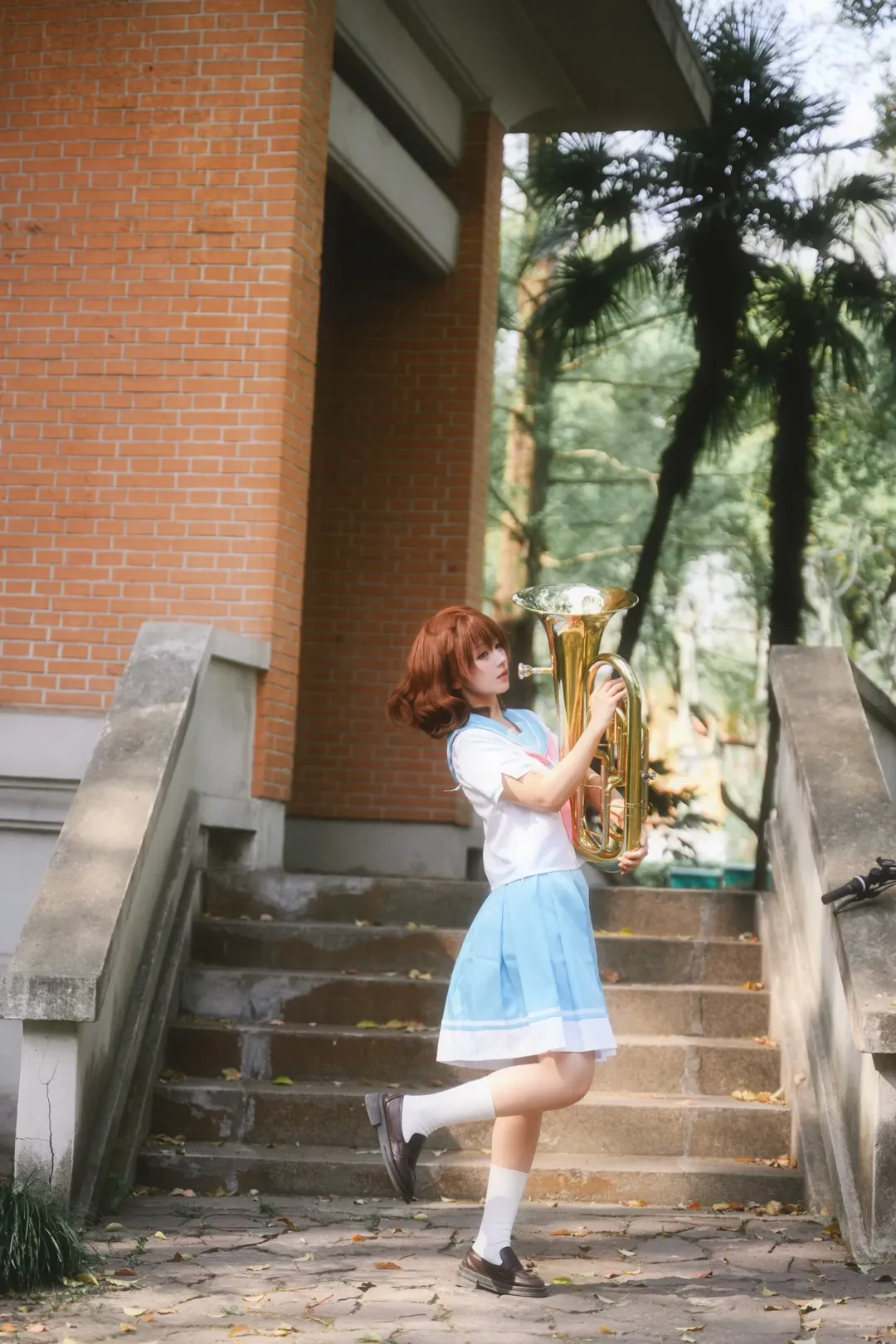 cosplay, 校园写真, 黄前久美子cos, 吹响吧上低音号, 铜管乐器 - 第9张