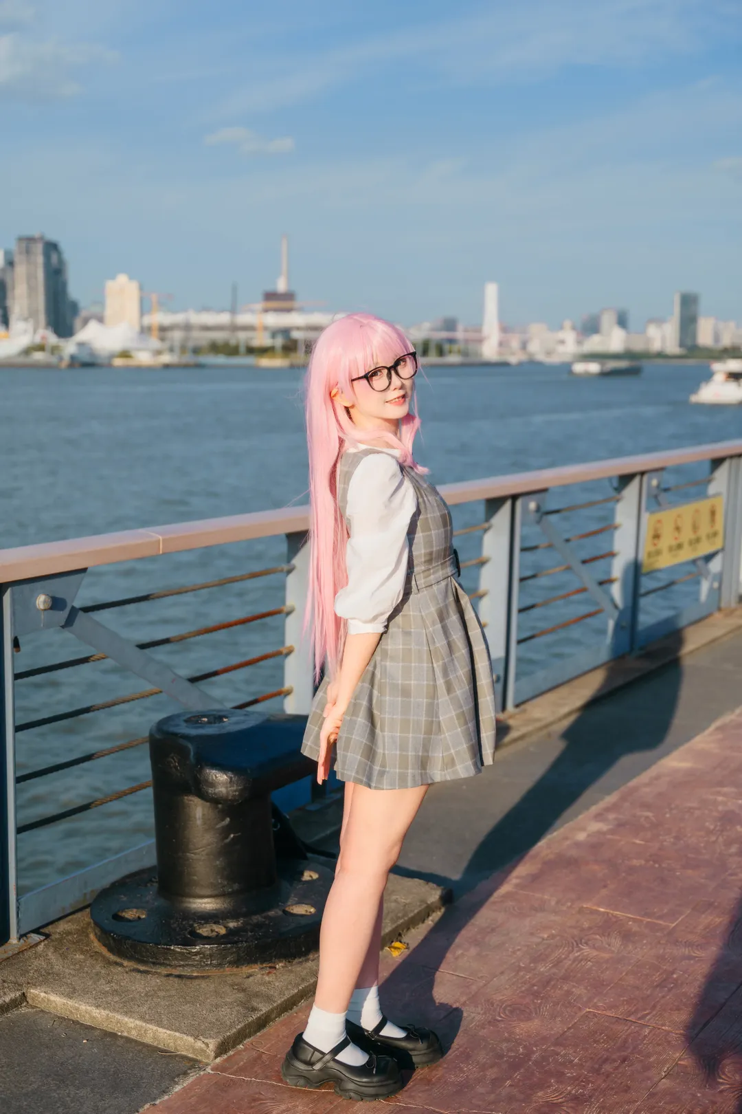 JK制服, 粉色假发, BanG Dream!, 千早爱音cos, 户外人像摄影 - 第11张