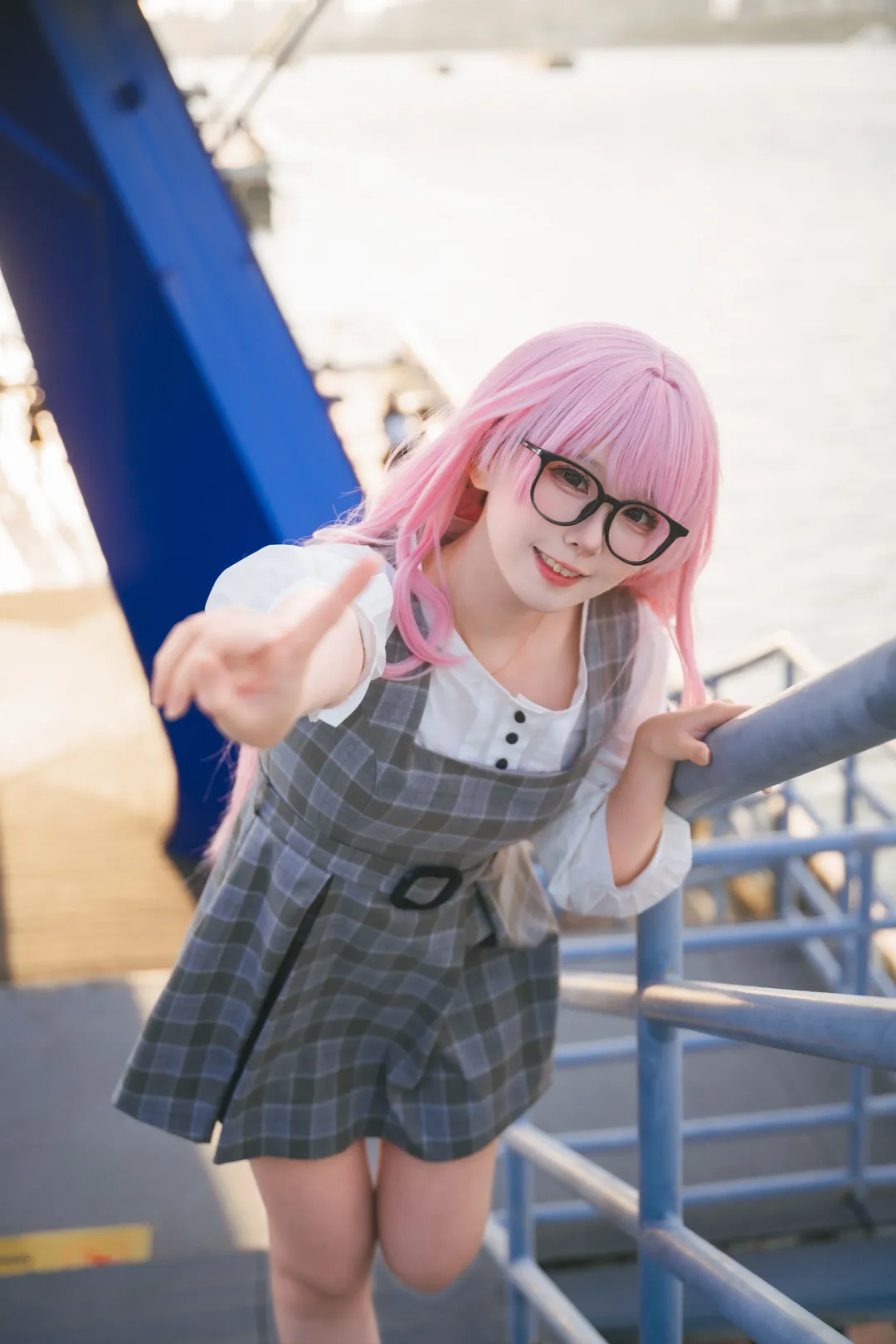 JK制服, 粉色假发, BanG Dream!, 千早爱音cos, 户外人像摄影 - 第8张
