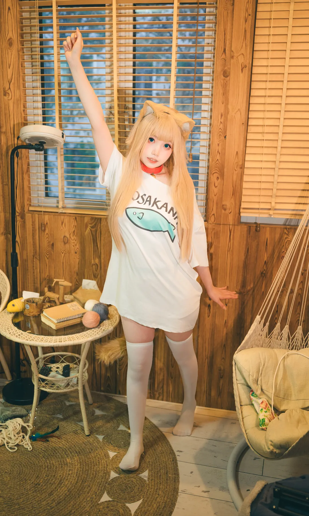 黄豆粉cos, 猫娘日常, 粗点心战争, 百叶窗光影, 日系室内写真 - 第4张