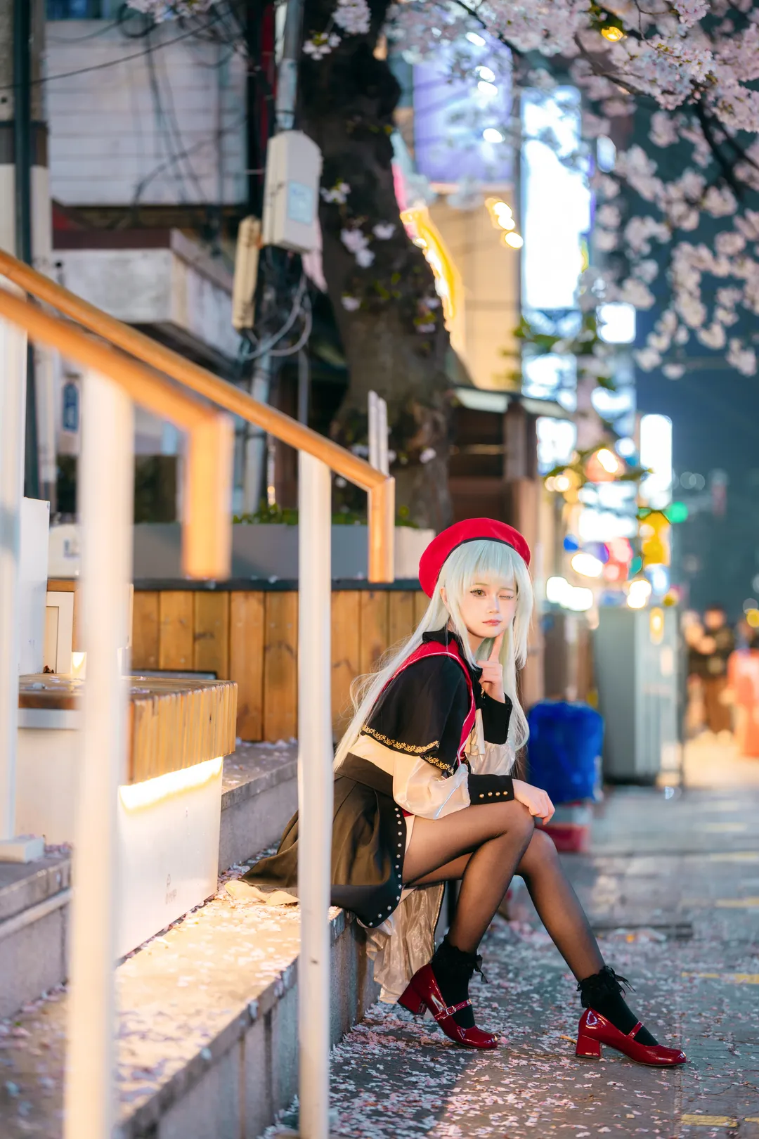 夜景人像, 若叶睦cos, 索尼A7M5, BanG Dream! Ave Mujica, 夜樱街拍 - 第2张