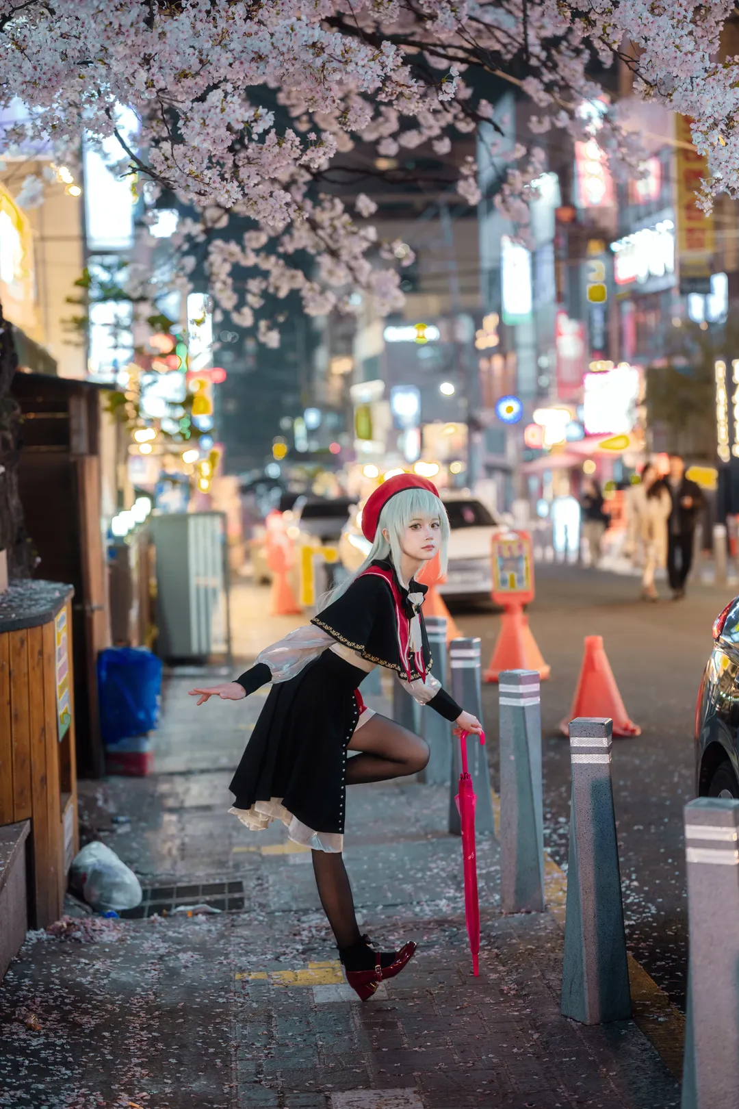 夜景人像, 若叶睦cos, 索尼A7M5, BanG Dream! Ave Mujica, 夜樱街拍 - 第3张