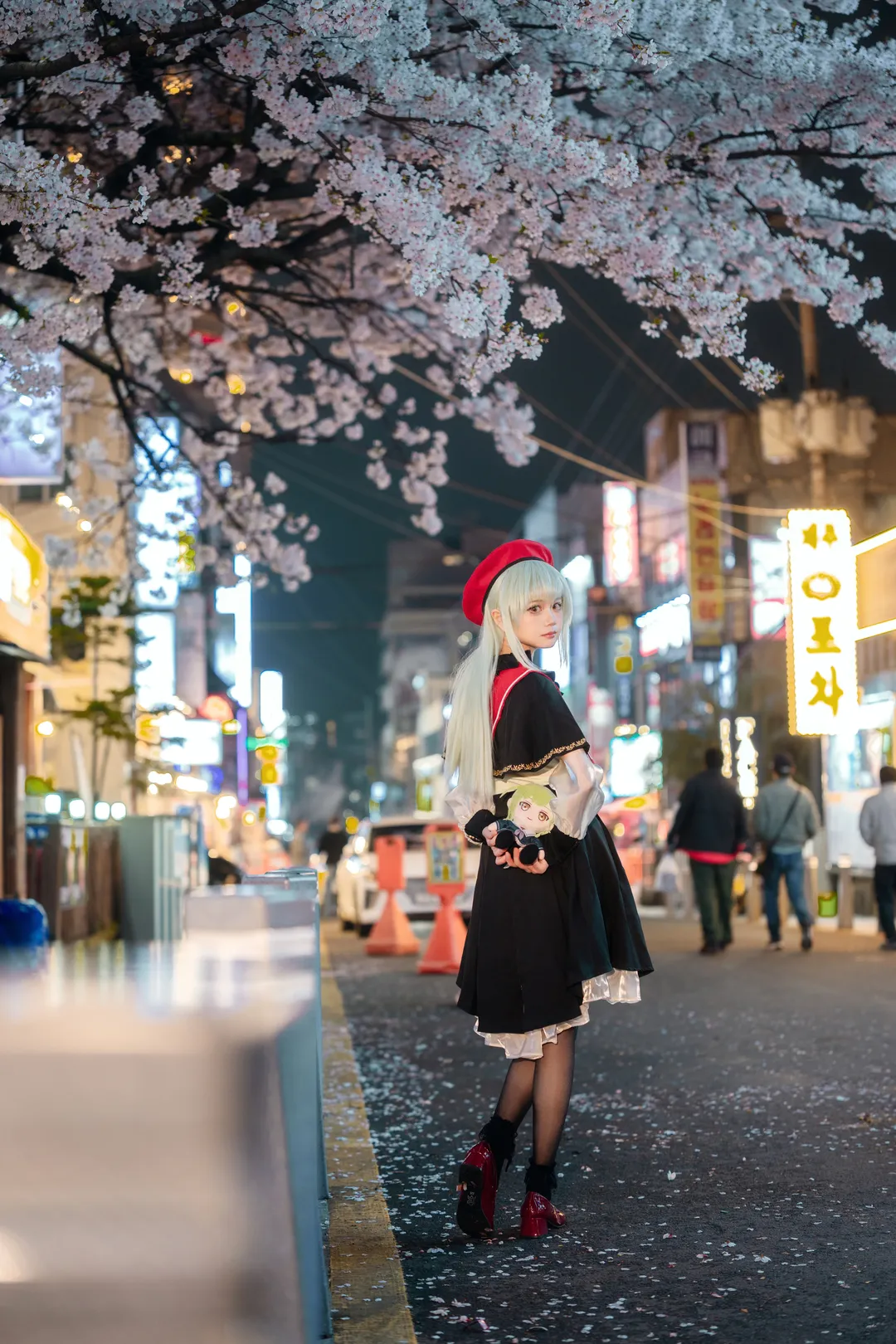 夜景人像, 若叶睦cos, 索尼A7M5, BanG Dream! Ave Mujica, 夜樱街拍 - 第5张