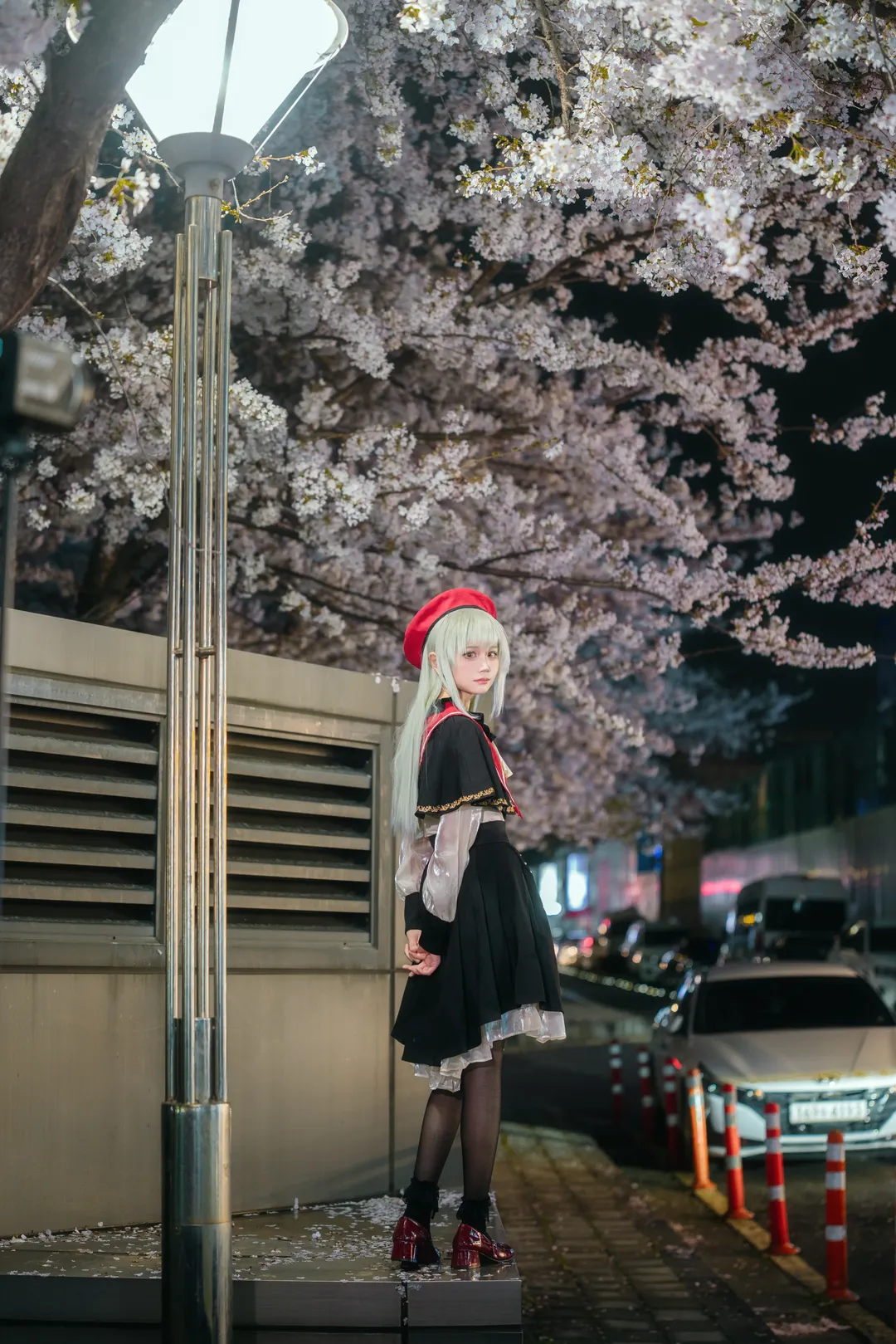 夜景人像, 若叶睦cos, 索尼A7M5, BanG Dream! Ave Mujica, 夜樱街拍 - 第7张