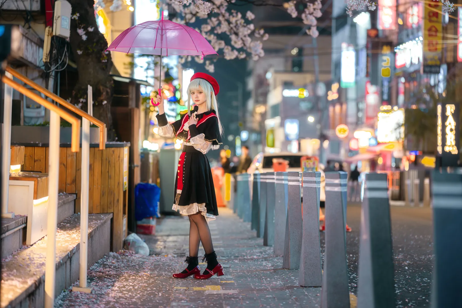 夜景人像, 若叶睦cos, 索尼A7M5, BanG Dream! Ave Mujica, 夜樱街拍 - 第8张