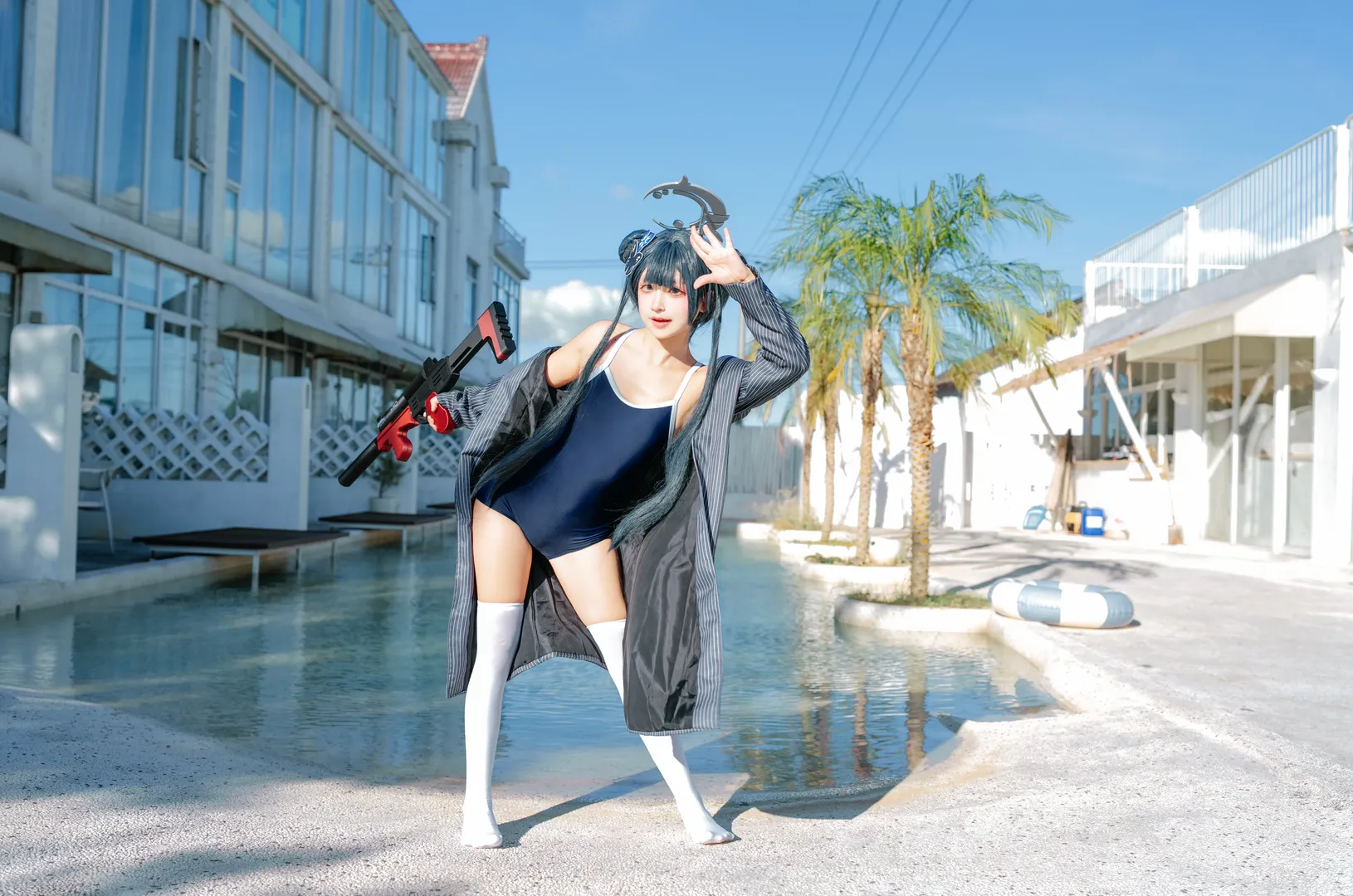 Blue Archive, Misaki cosplay, Swimsuit cosplay, Waterside photography, Summer cosplay - Image 2