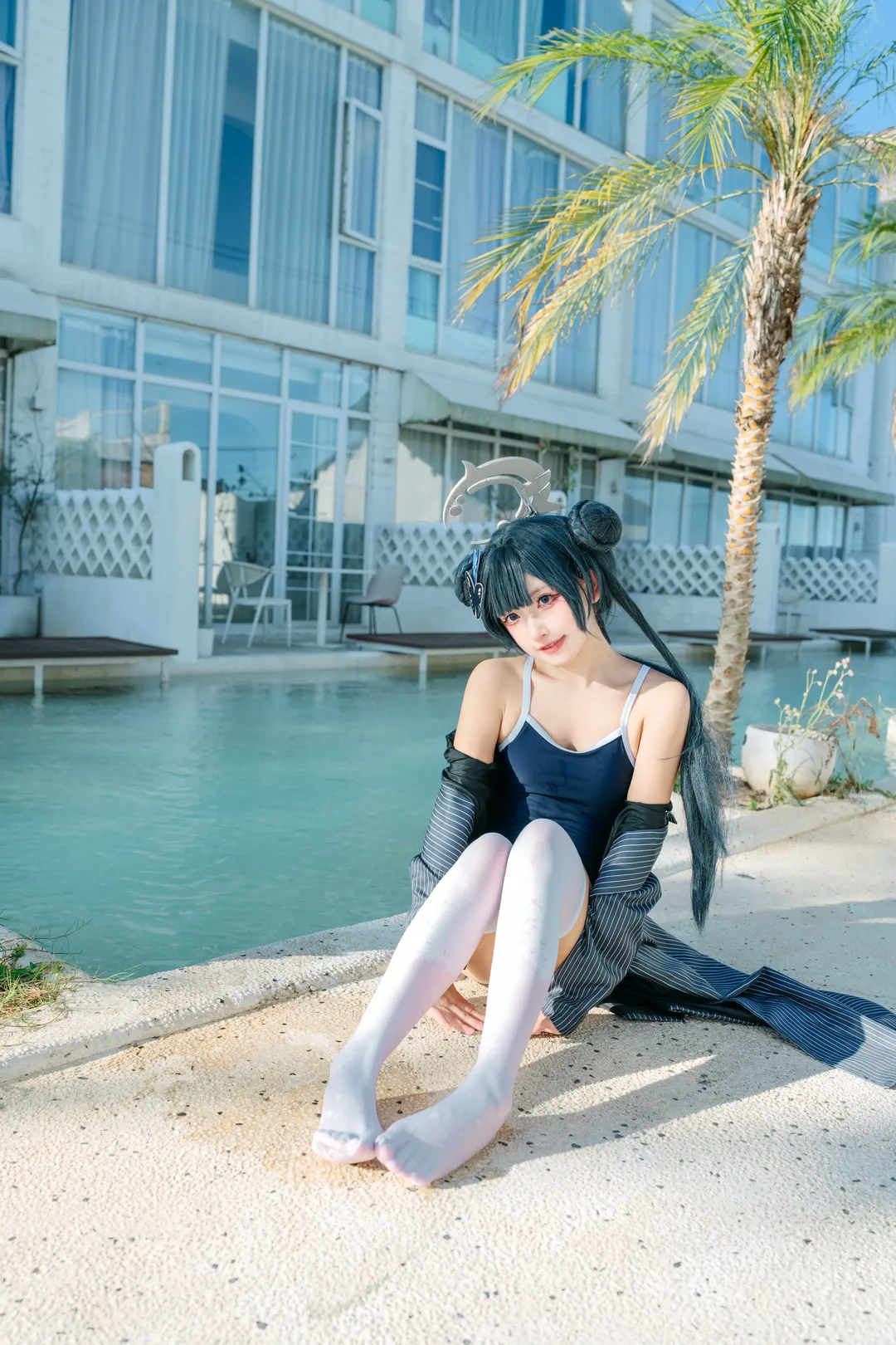 Blue Archive, Misaki cosplay, Swimsuit cosplay, Waterside photography, Summer cosplay - Image 3