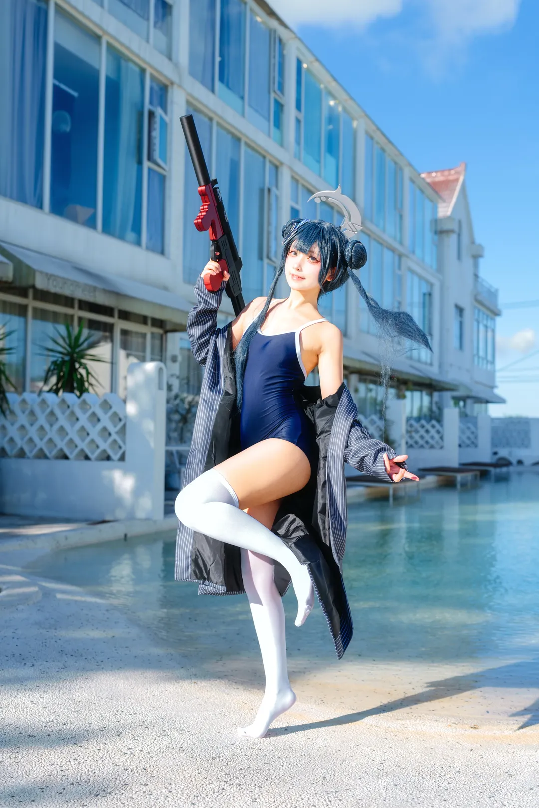 Blue Archive, Misaki cosplay, Swimsuit cosplay, Waterside photography, Summer cosplay - Image 7