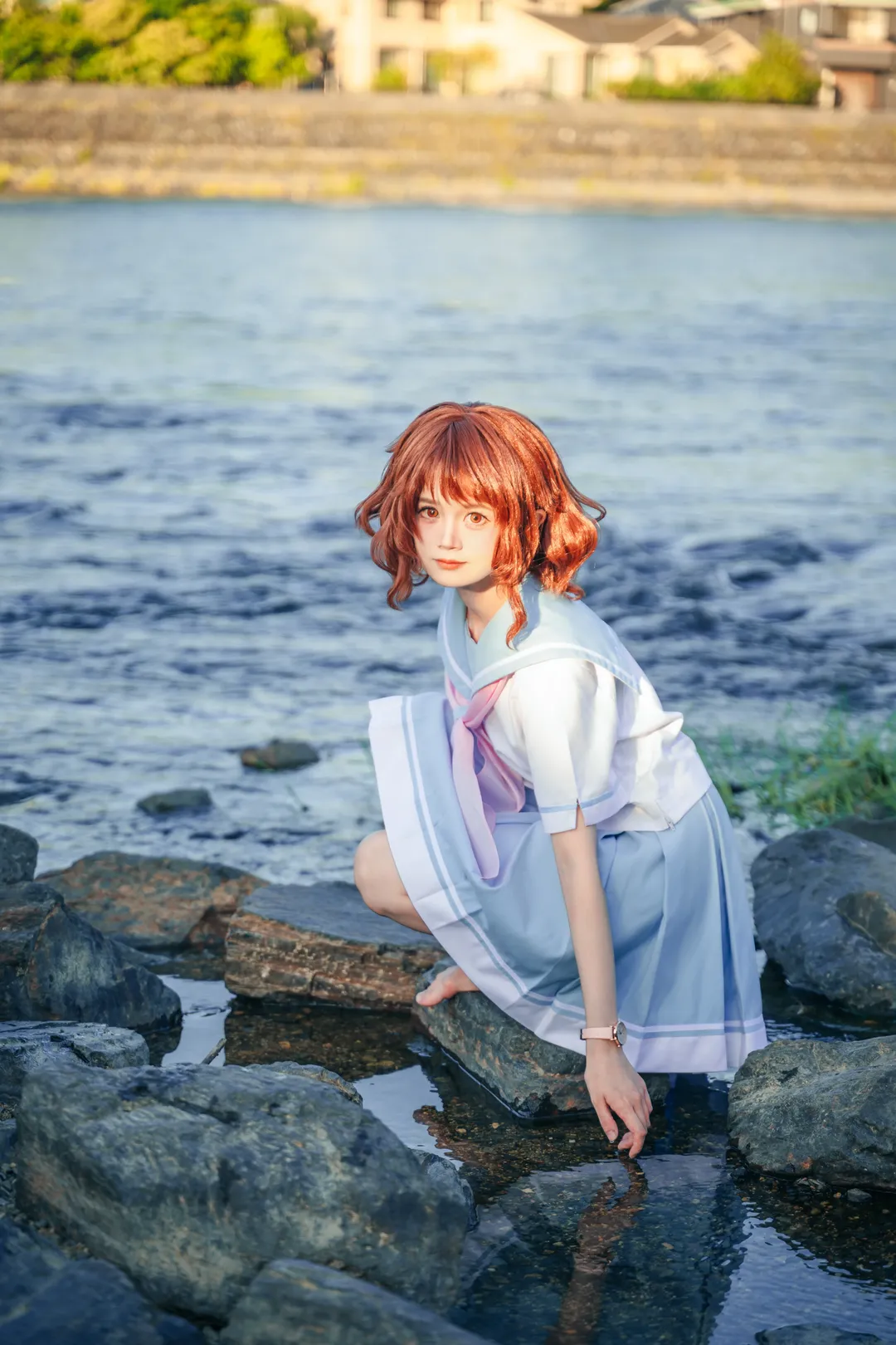 二次元コスプレ, 黄前久美子コスプレ, 響け！ユーフォニアム, 宇治川, セーラー服写真