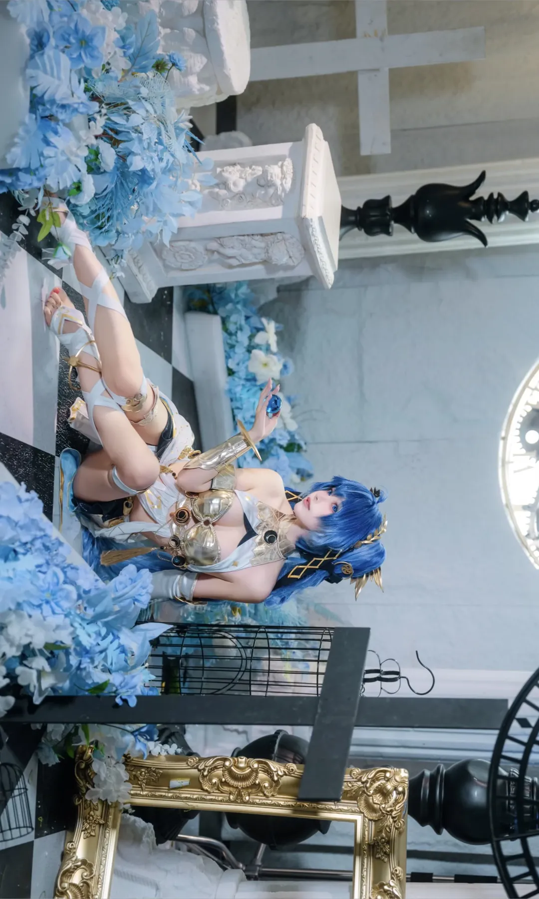 鸣潮, 尤诺cos, cosplay摄影, 蓝发双马尾, 齿轮主题棚拍 - 第6张