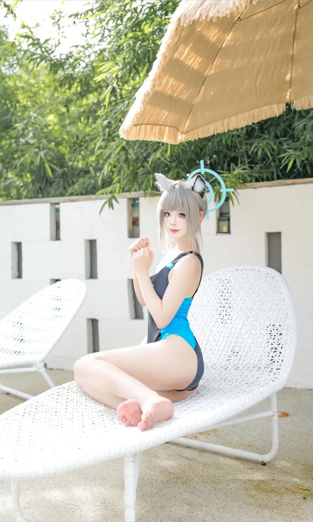 二次元摄影, 蔚蓝档案, 泳装cos, 砂狼白子cos, 夏日水边 - 第5张