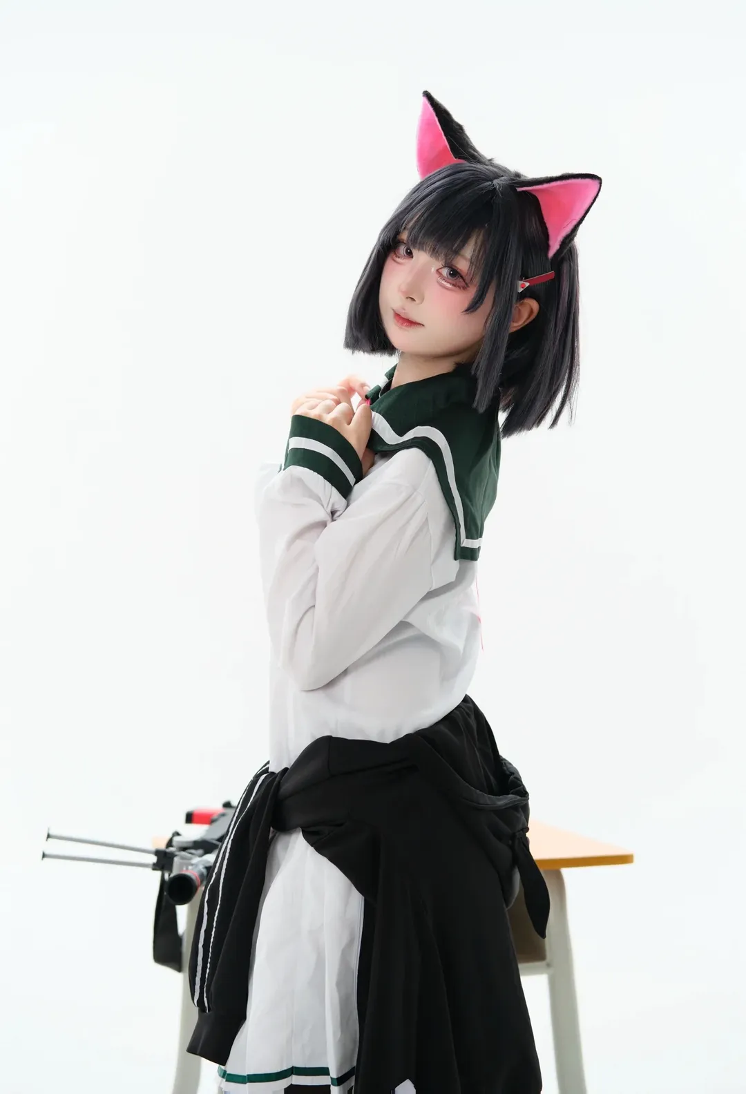 蔚蓝档案, 猫耳少女, 杏山和纱cos, cosplay摄影, 二次元校服 - 第2张