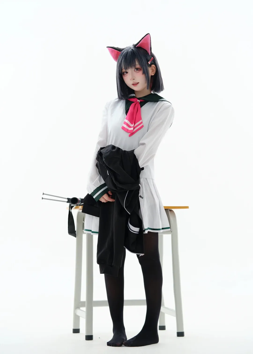 蔚蓝档案, 猫耳少女, 杏山和纱cos, cosplay摄影, 二次元校服 - 第3张